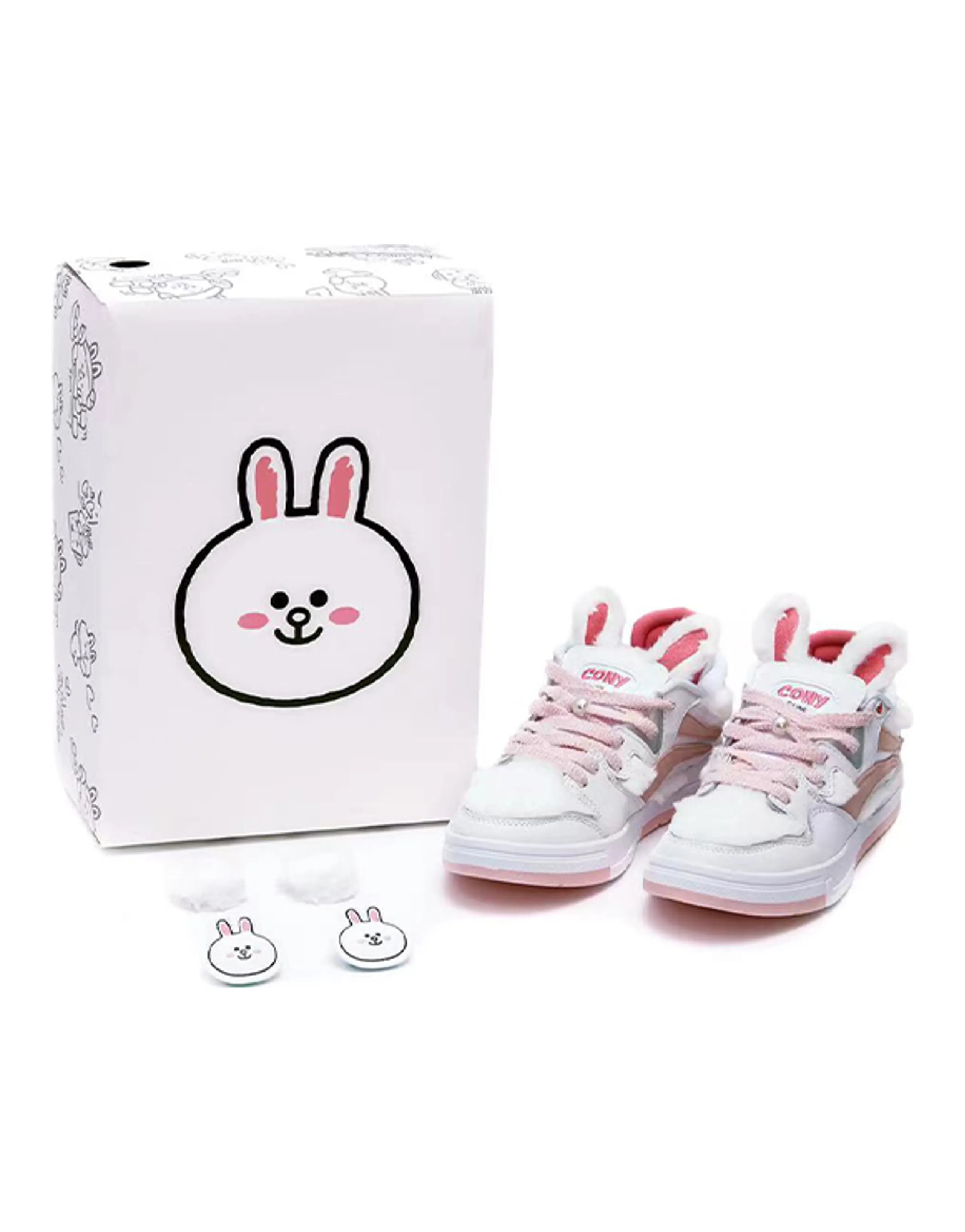Line Friends X LiNing Wave Skateboard Shoes Women's Low-Top White Pink