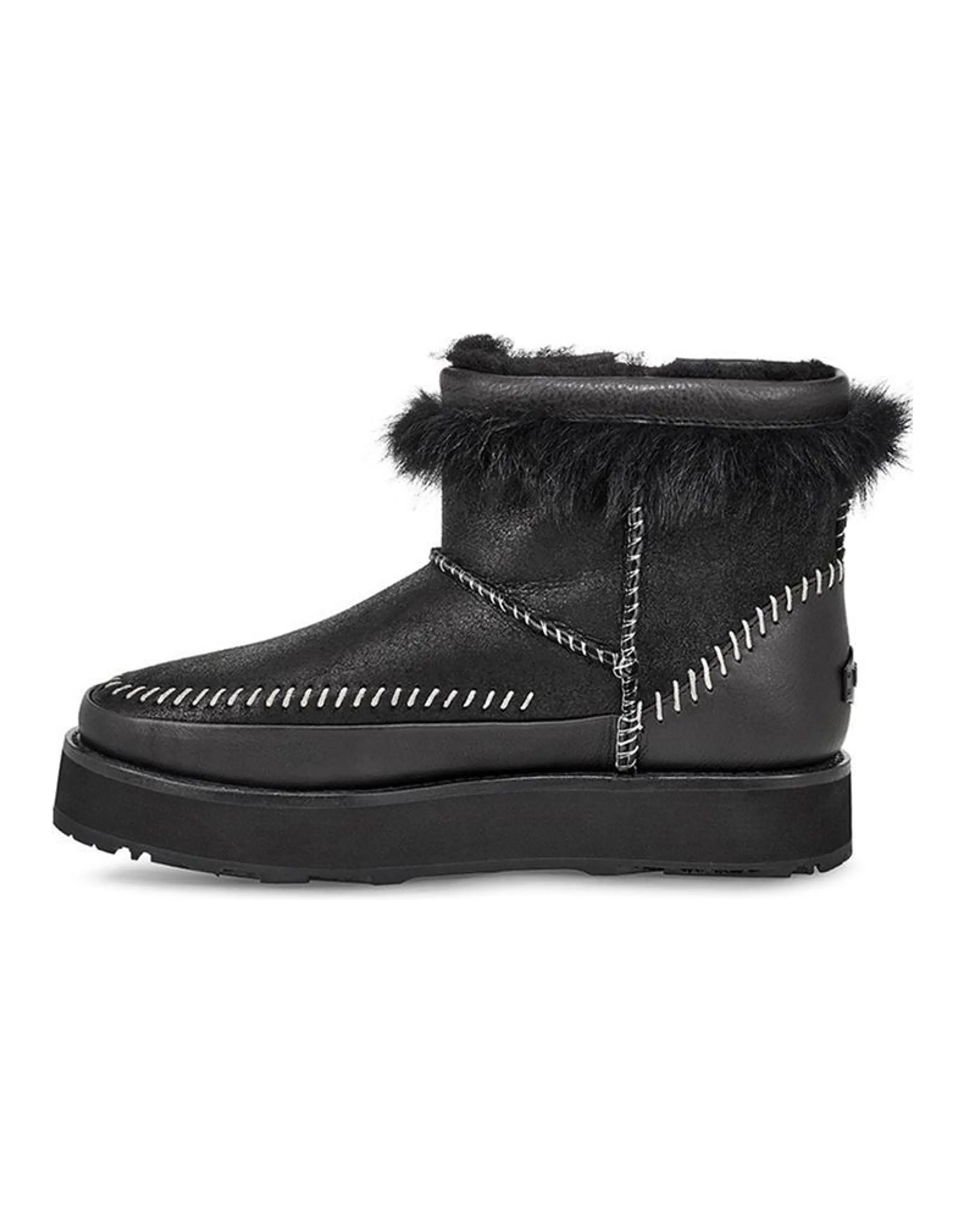 UGG Fluff Punk Boot Fleece Lined Black Women's