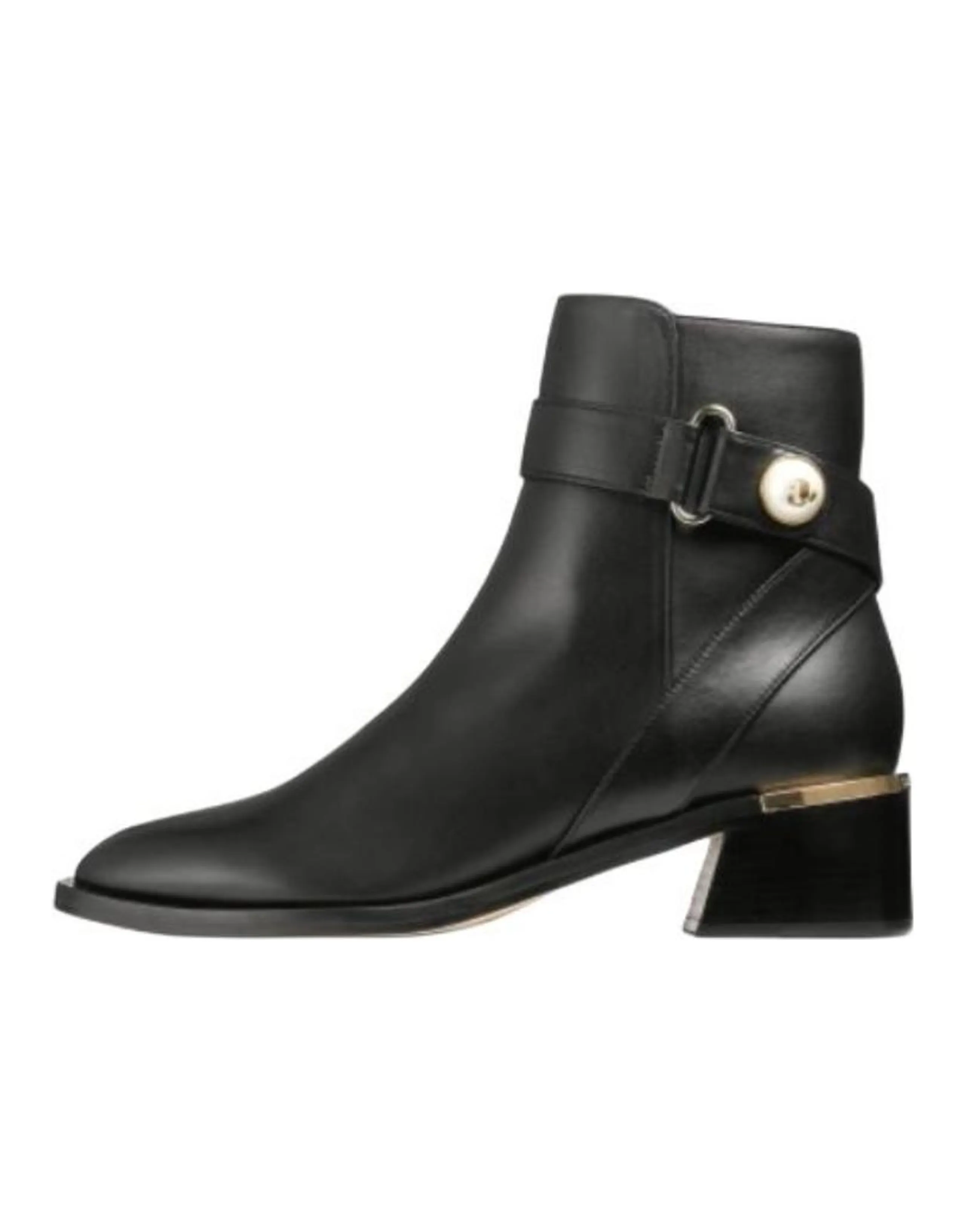 Jimmy Choo Noor Calfskin Square Heel Round Toe Ankle Boots 4cm Women's Black