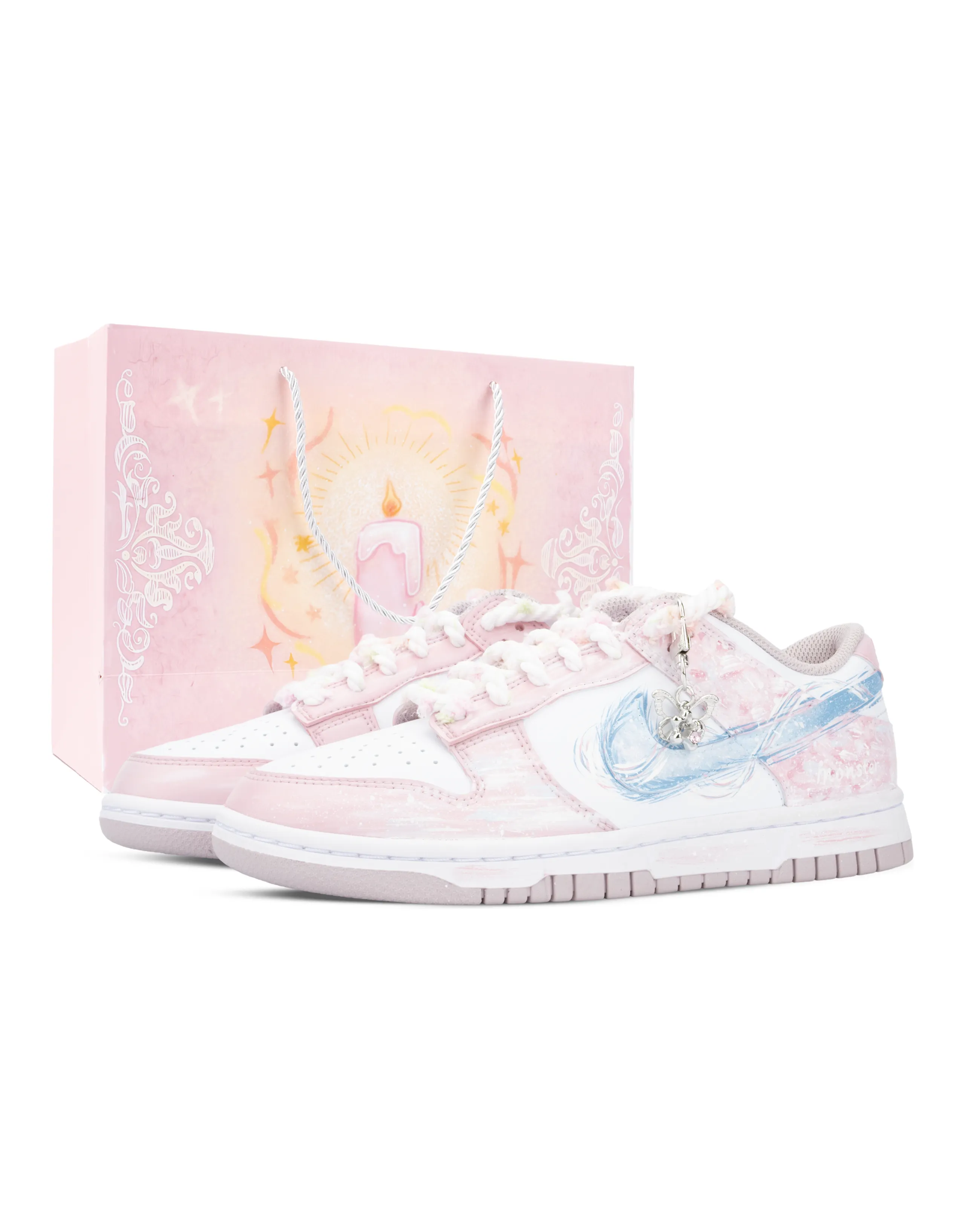 Custom Sneakers Nike Dunk Monster Lab Spring Green Fresh Girl Low-Top Skateboard Shoes Women's White Pink Blue