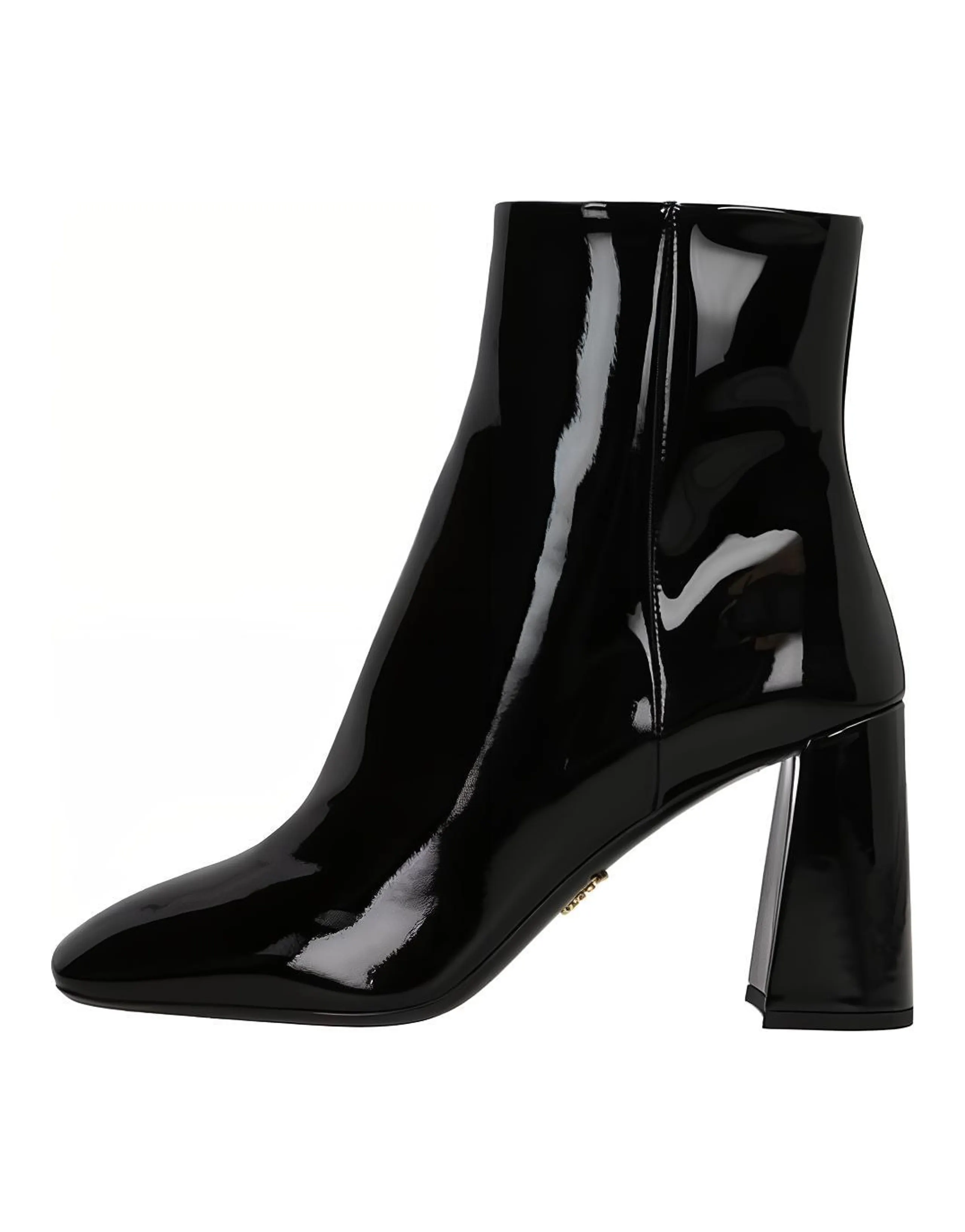 PRADA Lightweight Comfortable Patent Leather Ankle Boots Women's Black