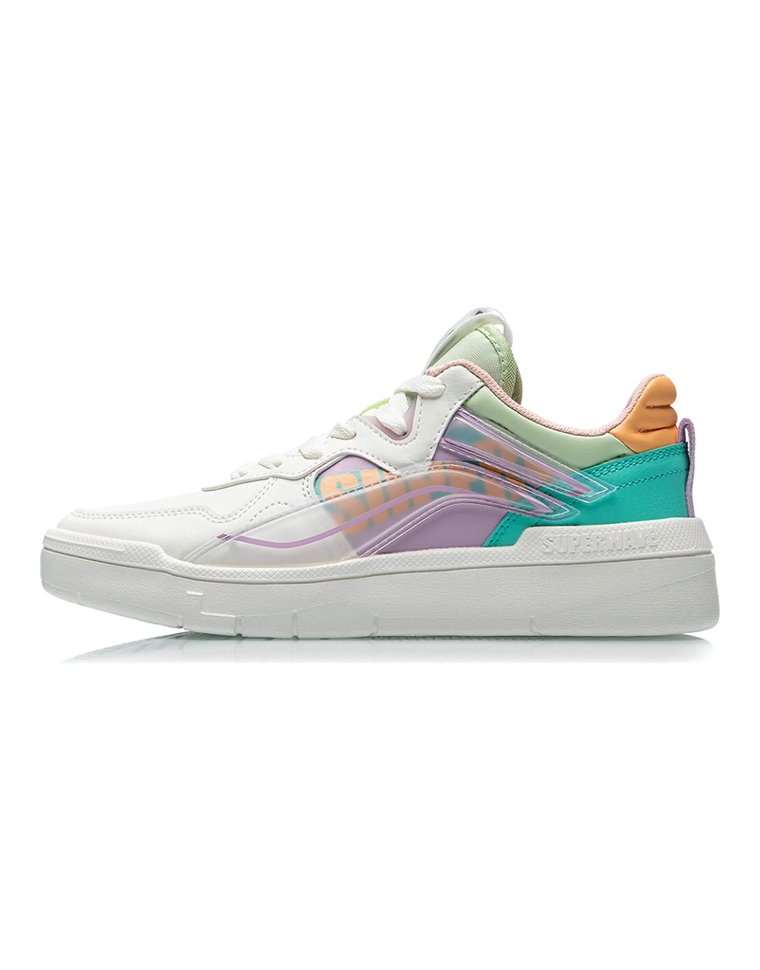 LINING Wave Skateboard Shoes Women's Low-Top White Purple/Green