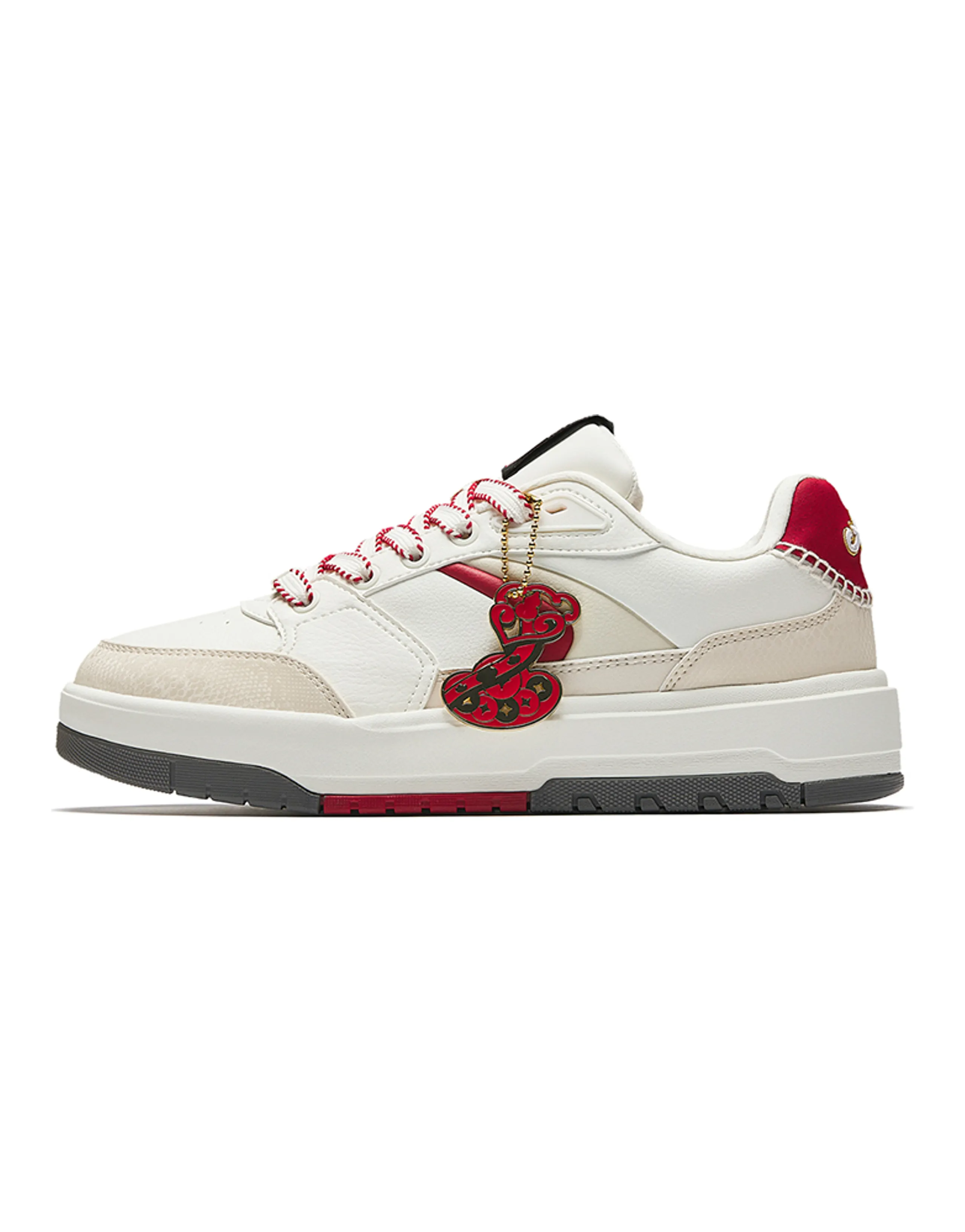 Anta Yue Ying Classic Simple Cushioning Wear-Resistant Support Low-Top Skate Shoes Men's White Red