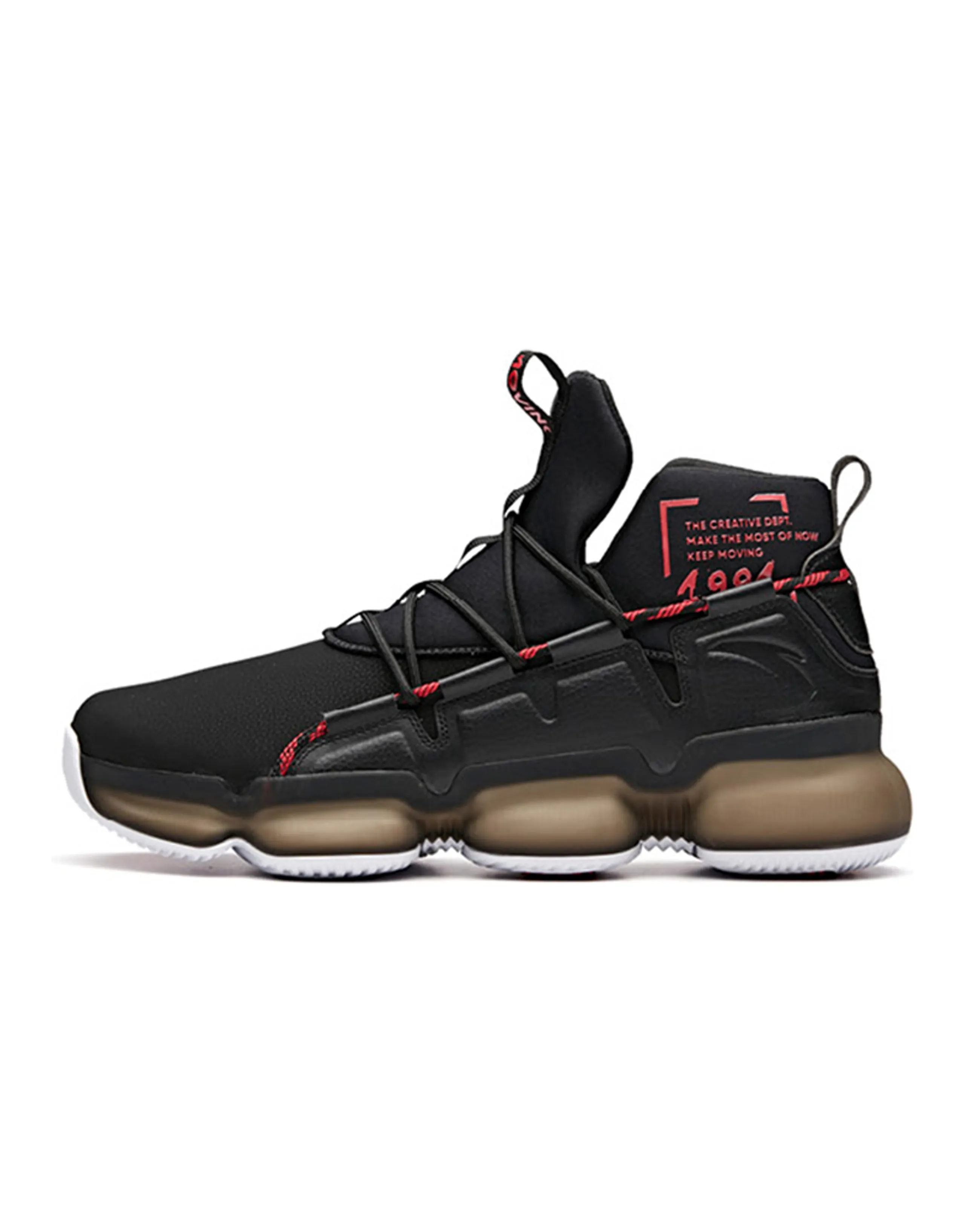 Anta Cushioned Slip-Resistant High-Top Basketball Shoes Men's Black