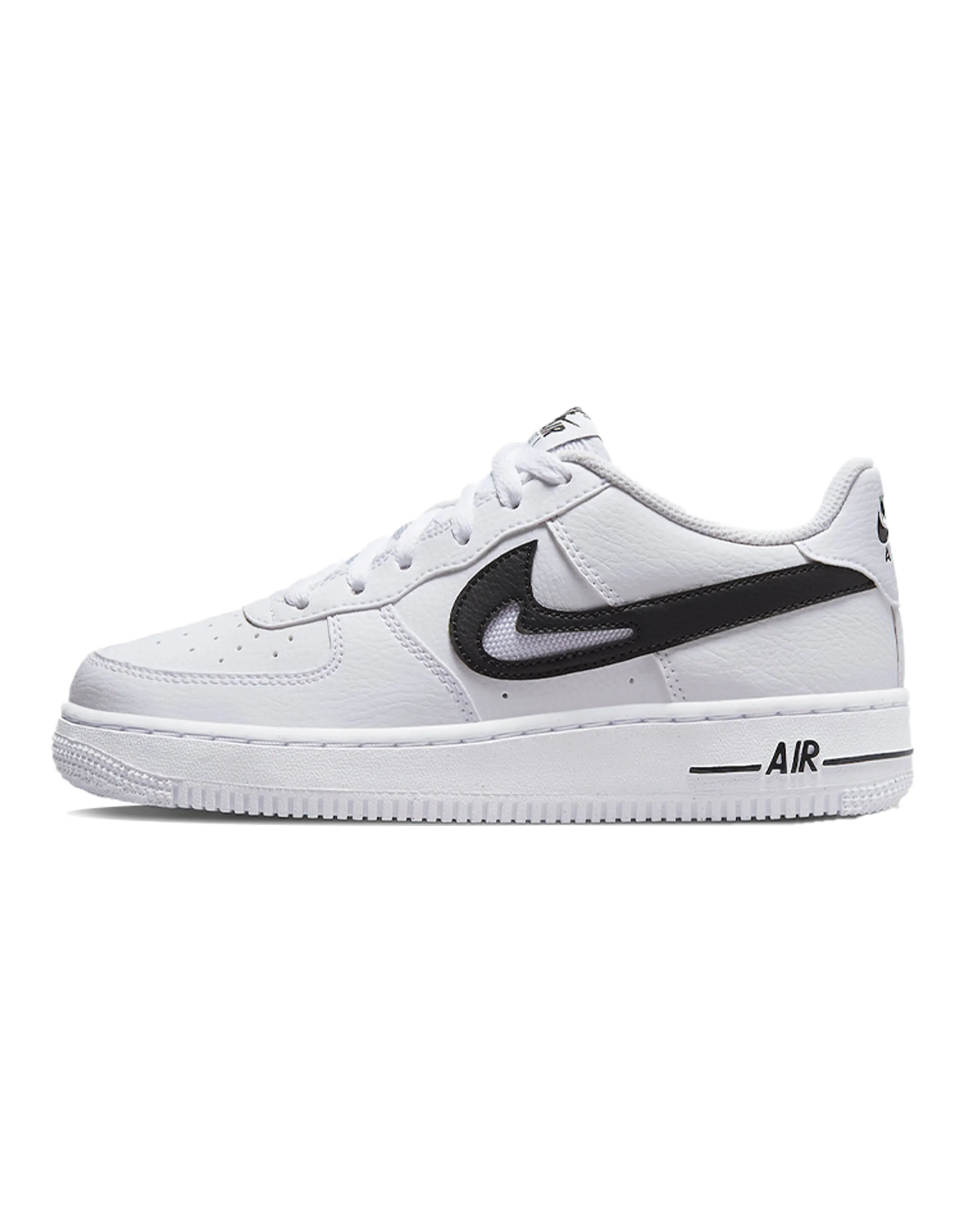Nike Air Force 1 Low Cut Out Swoosh White Black GS