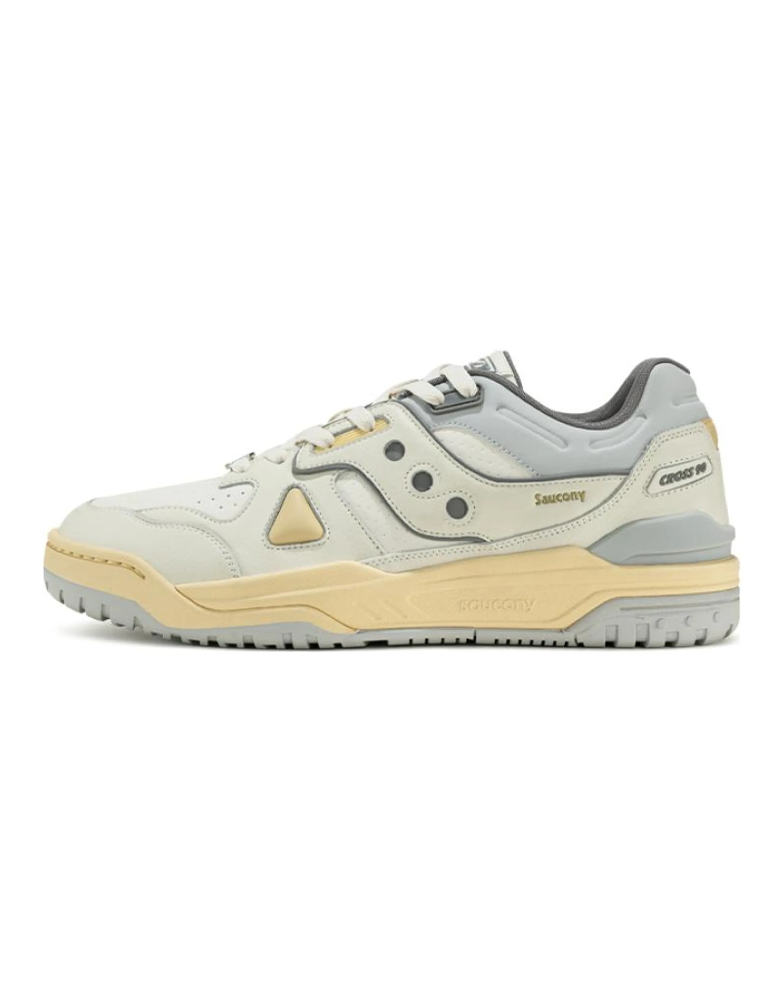 Saucony Cross 90 Anti-Slip Wear-Resistant Low-Top Skateboard Shoes Unisex White Gray