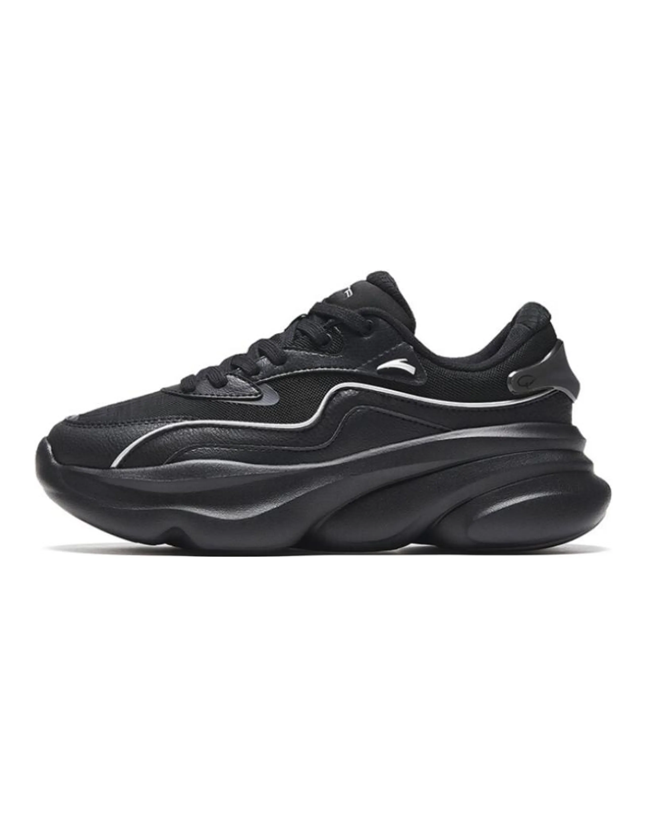 ANTA Chunky Sneakers Women's Low-Top Black Silver
