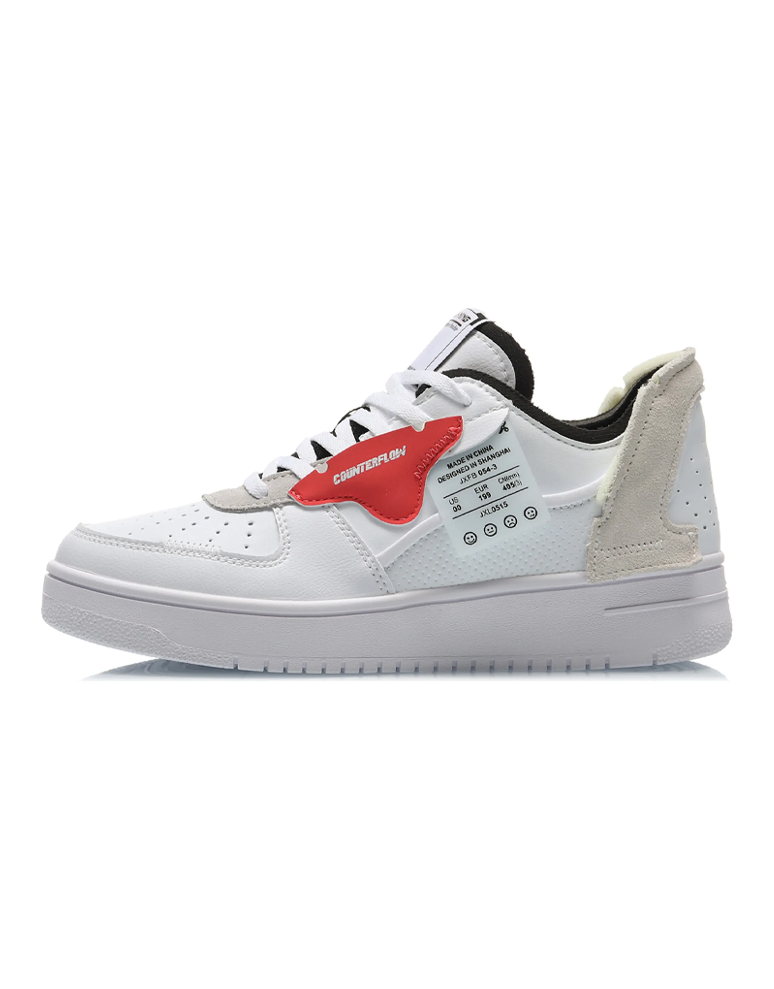 LiNing CF Disordered Wear-Resistant Slip-Resistant Low-Top Skateboard Shoes Women's White Red