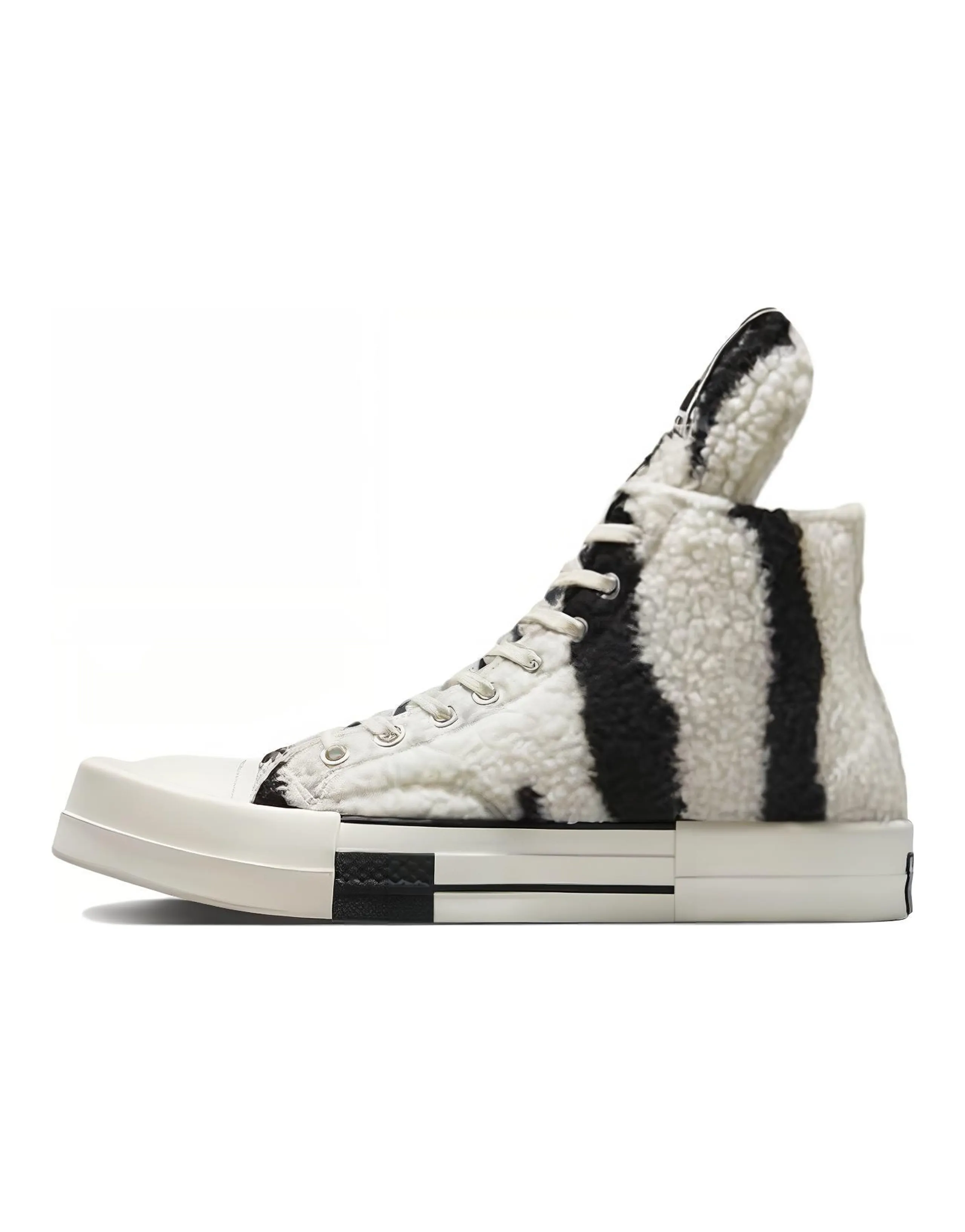 Converse Turbodrk Chuck Taylor All Star 70 Hi Rick Owens Drkshdw Sherpa Zebra Print White Black