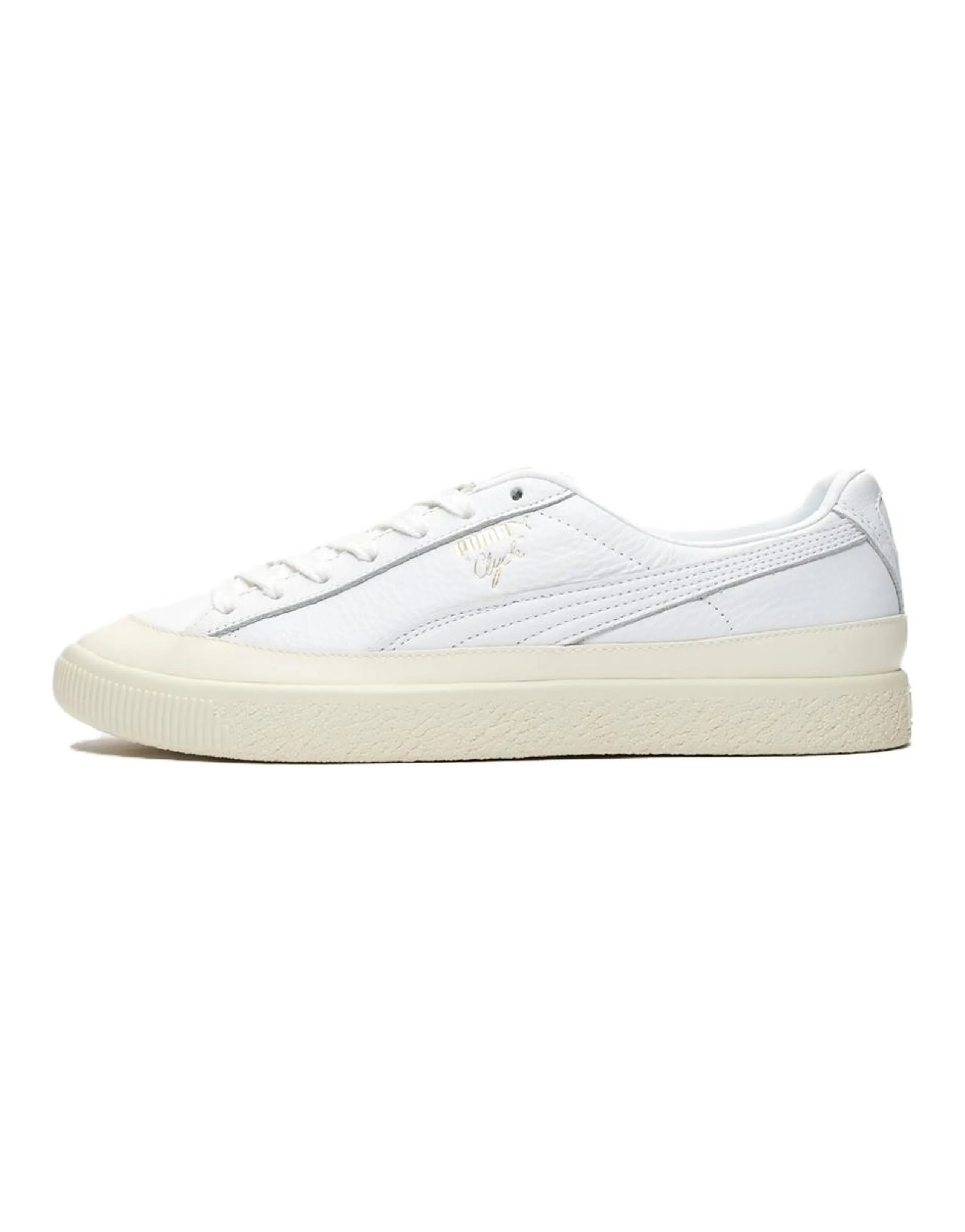PUMA Clyde Rubber Toe Leather Leisure Board Shoes White