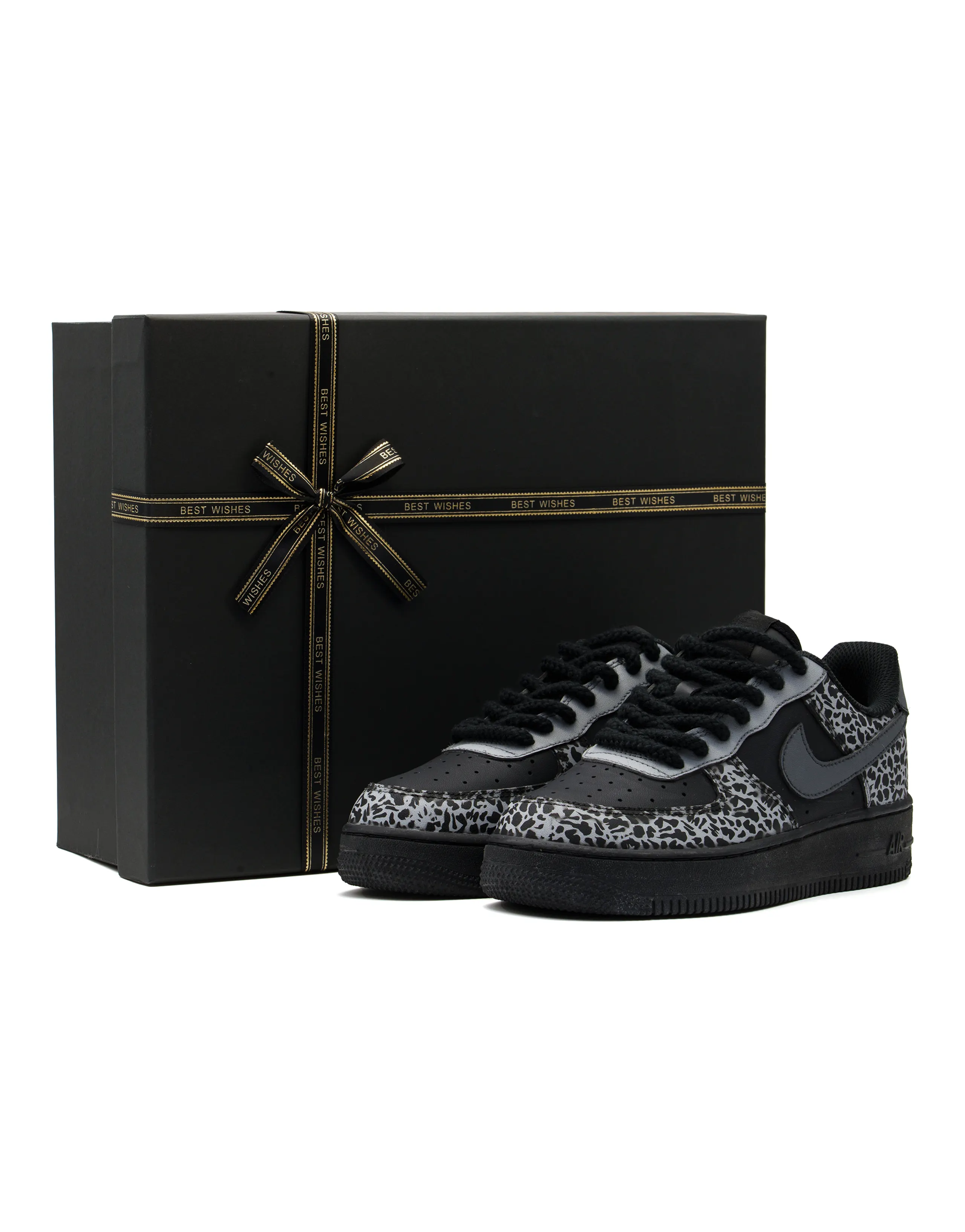Custom Nike Air Force 1 Unique Premium Fashion Versatile Gift Box Wear-Resistant Low-Top Sneakers Unisex Black Grey