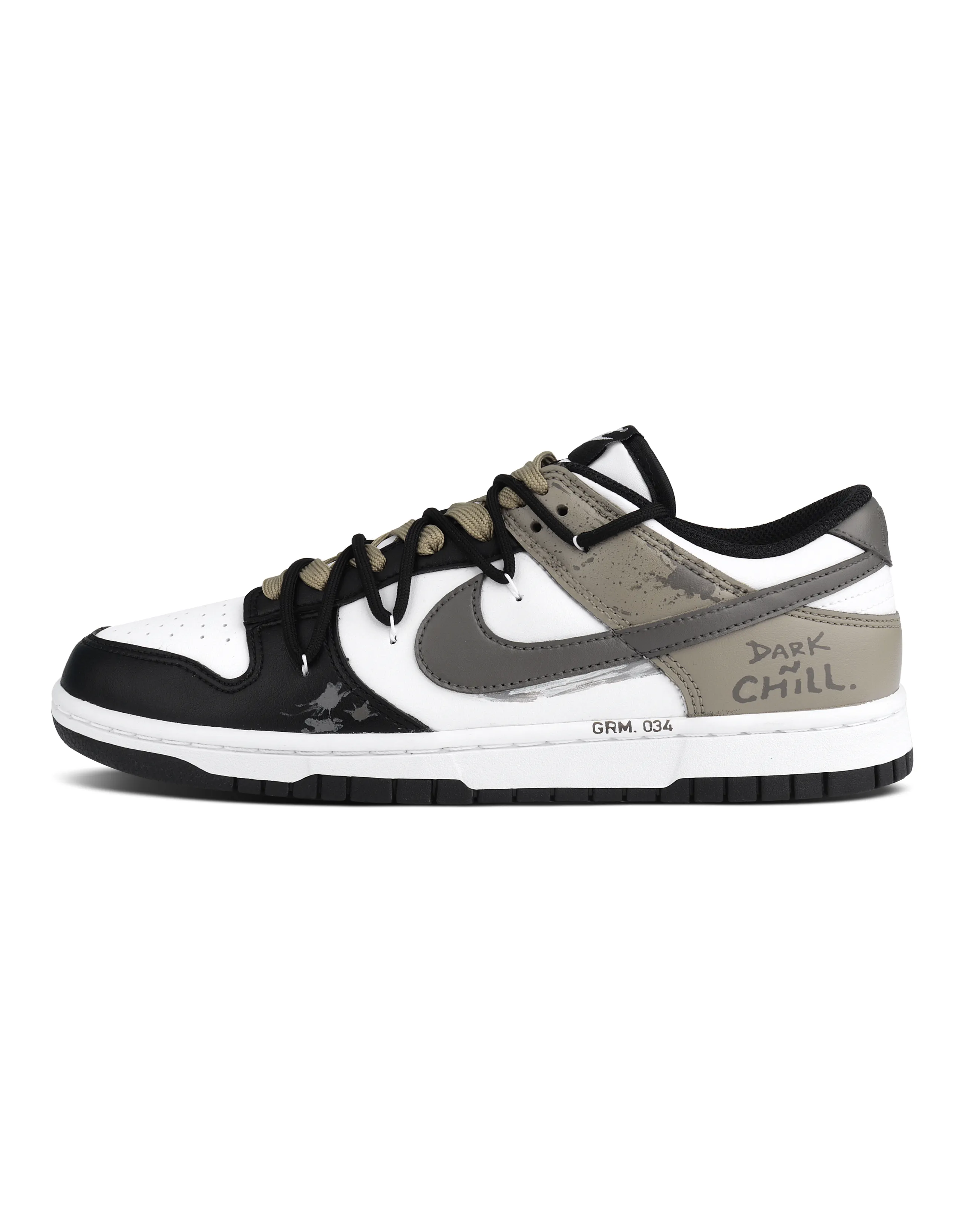 Nike Dunk 'Grey Rhapsody' Leather New Chinese Style Graffiti Hand-Painted Maillard Deconstructed Classic Retro Trendy Versatile Wear-Resistant Low-Top Sneakers Unisex Black White Brown