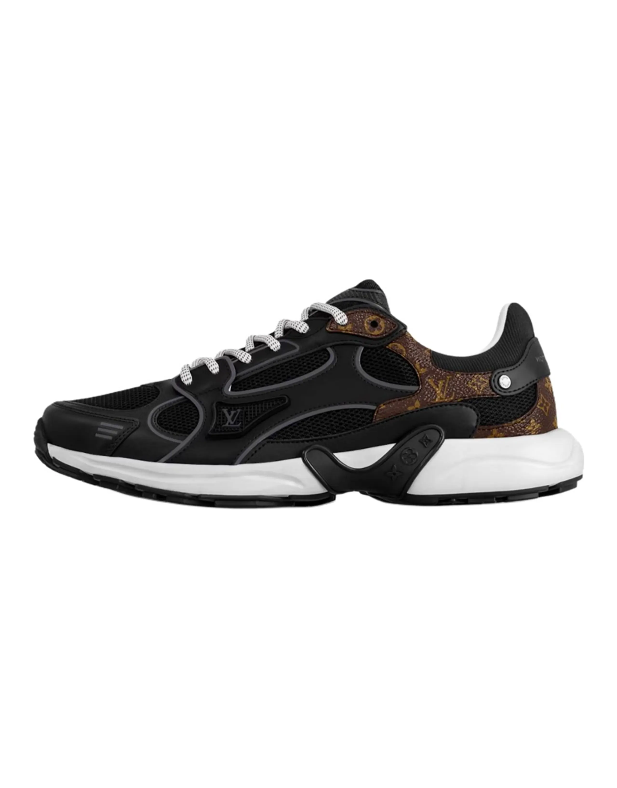 LOUIS VUITTON Olympia Round Toe Lace-Up Low-Top Casual Shoes Women's Black