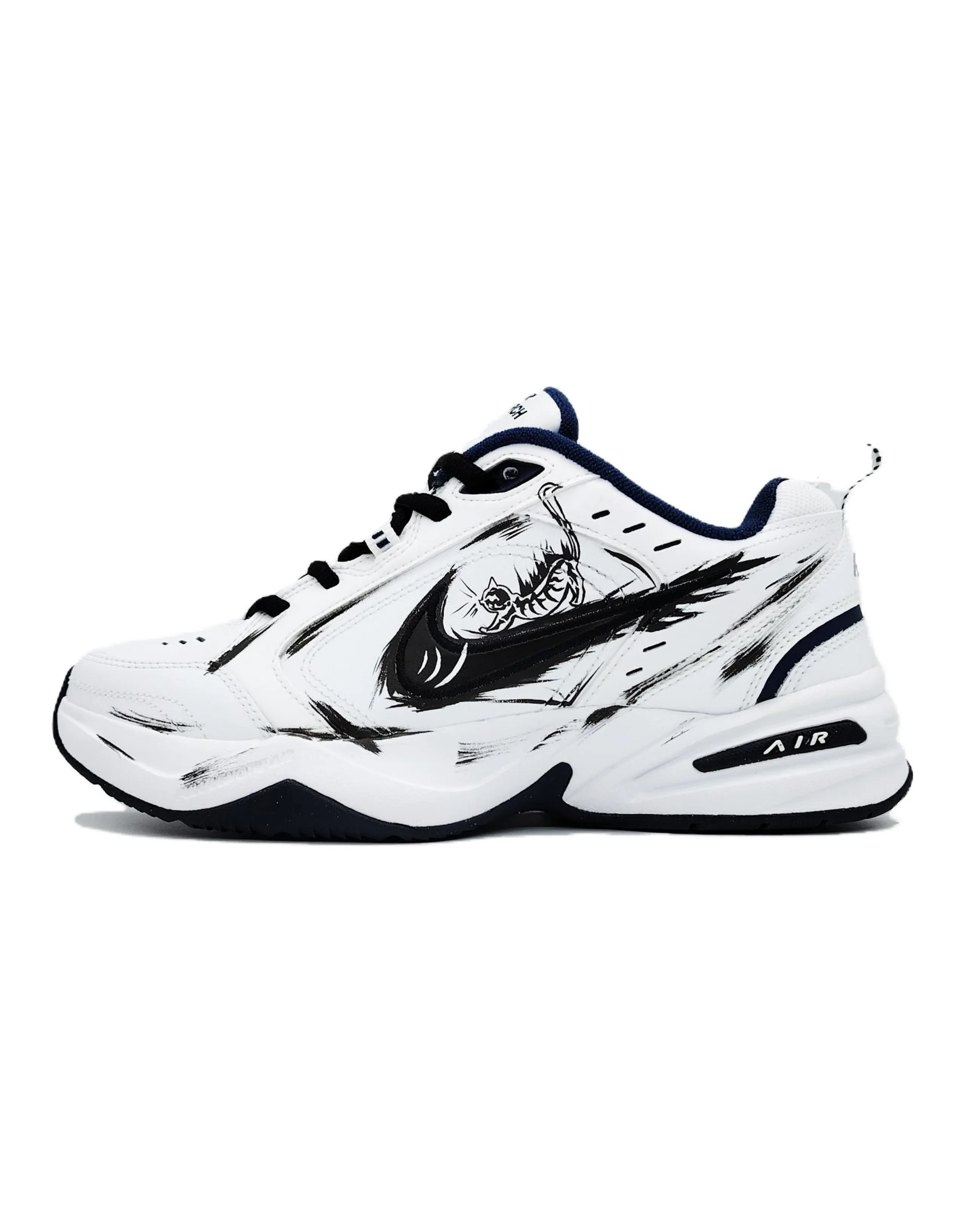 Nike Air Monarch 4 Anti Slip And Wear Resistant Height Increasing Low Top Chunky Sneakers Unisex White Black