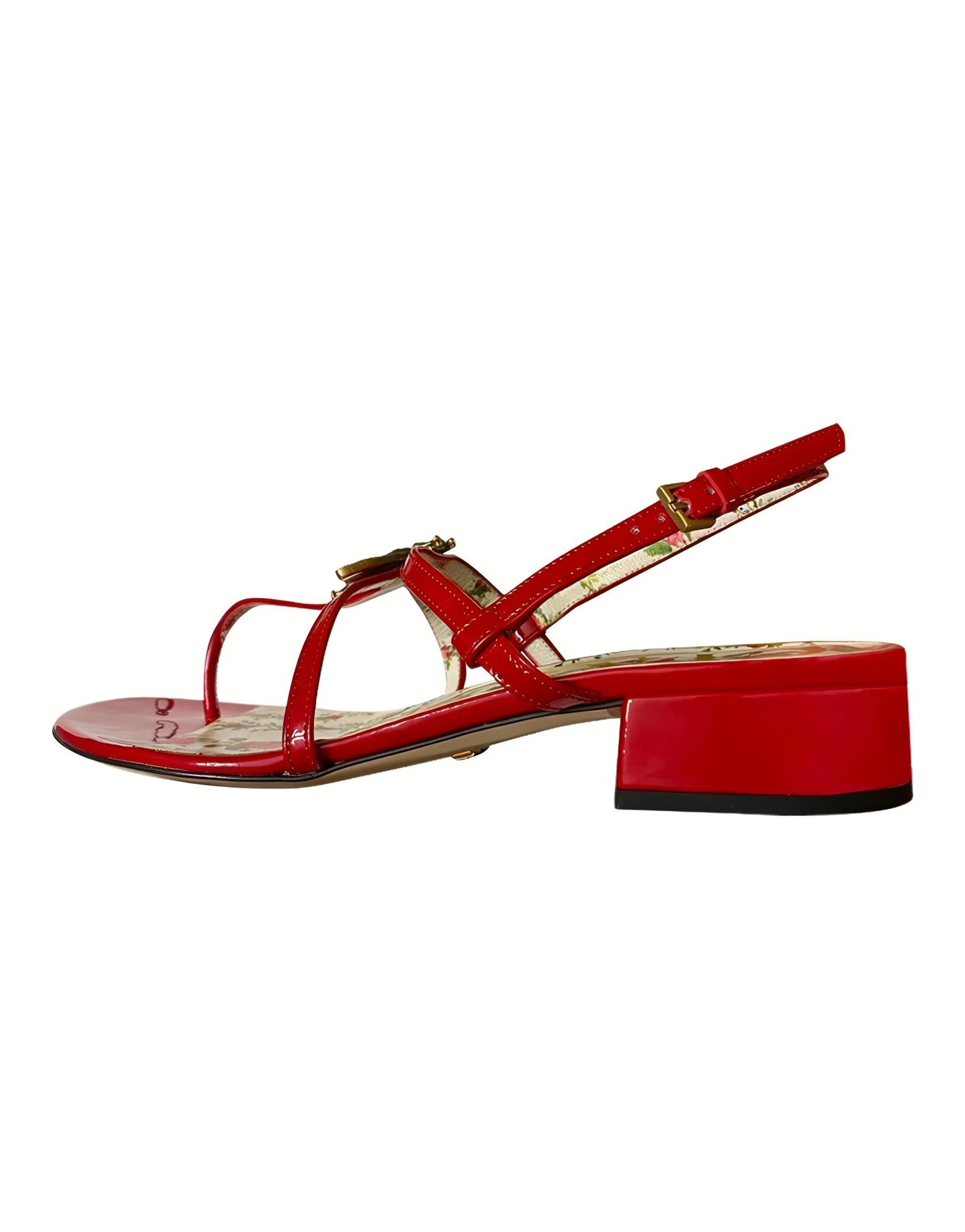 GUCCI Hibiscus Strap Sandals Women's Red