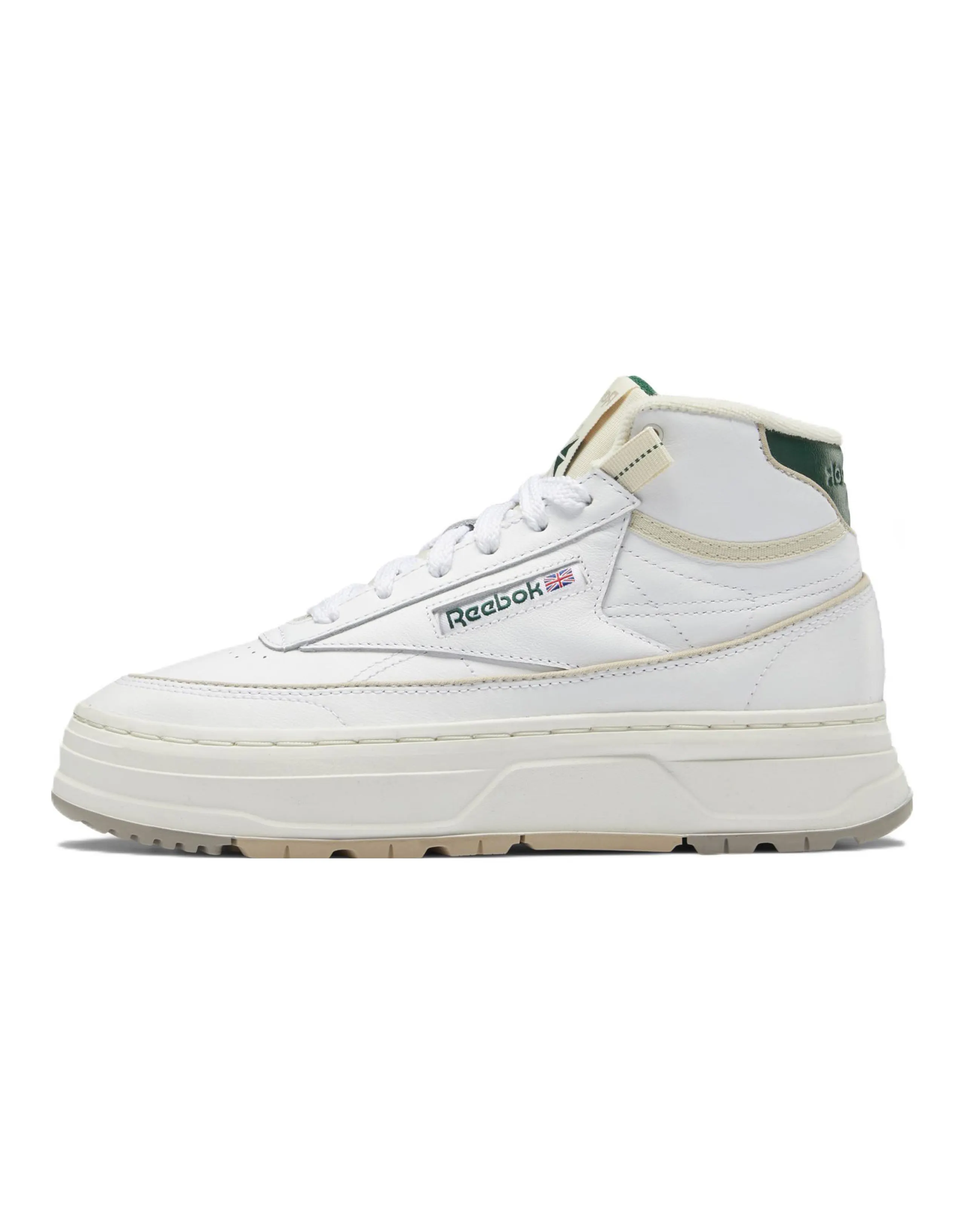 Reebok Club C Geo Mid White Dark Green Women's