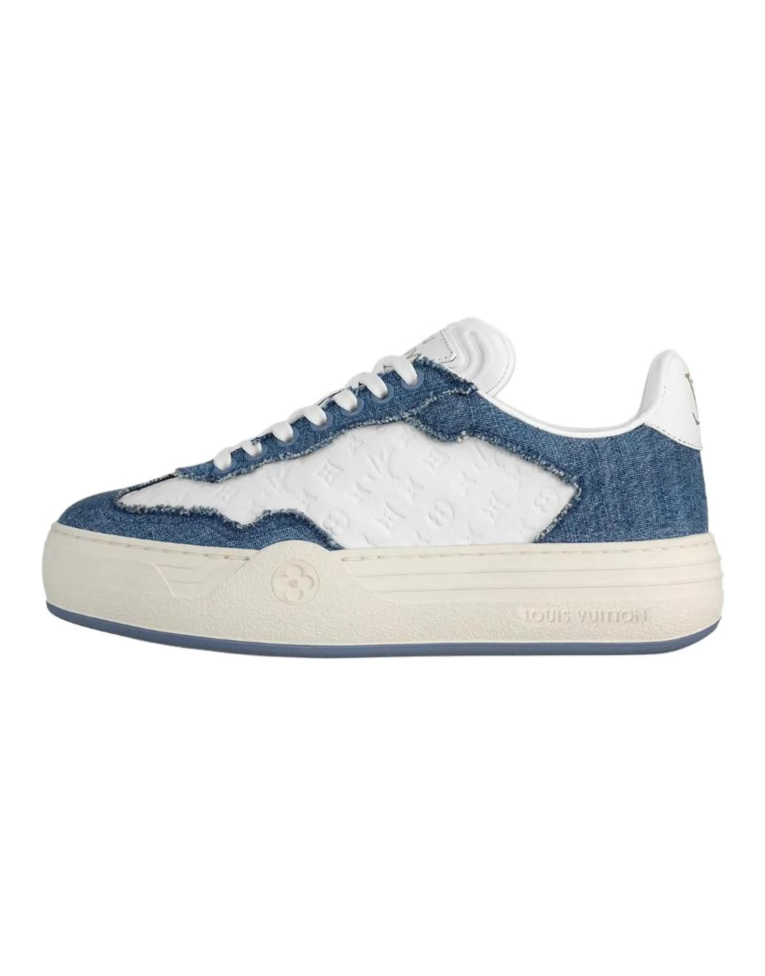 LOUIS VUITTON Groovy Denim Round Toe Lace-Up Low-Top Skate Shoes Women's Blue