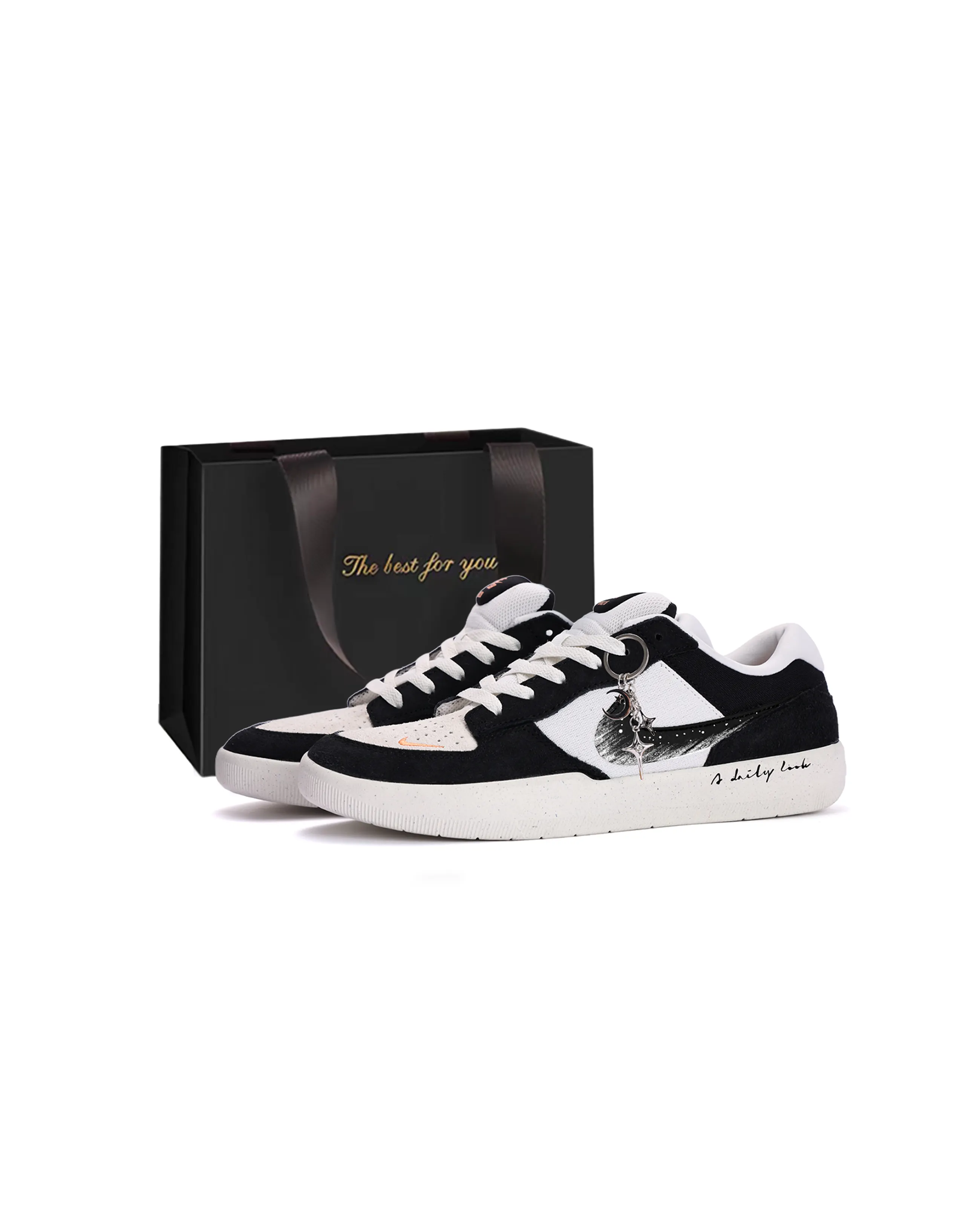 [Custom Sneakers] Nike SB Force 58 Trendy Versatile Campus Style Personality Vibe Style Classic Gift Box Low-Top Skate Shoes Unisex White Black