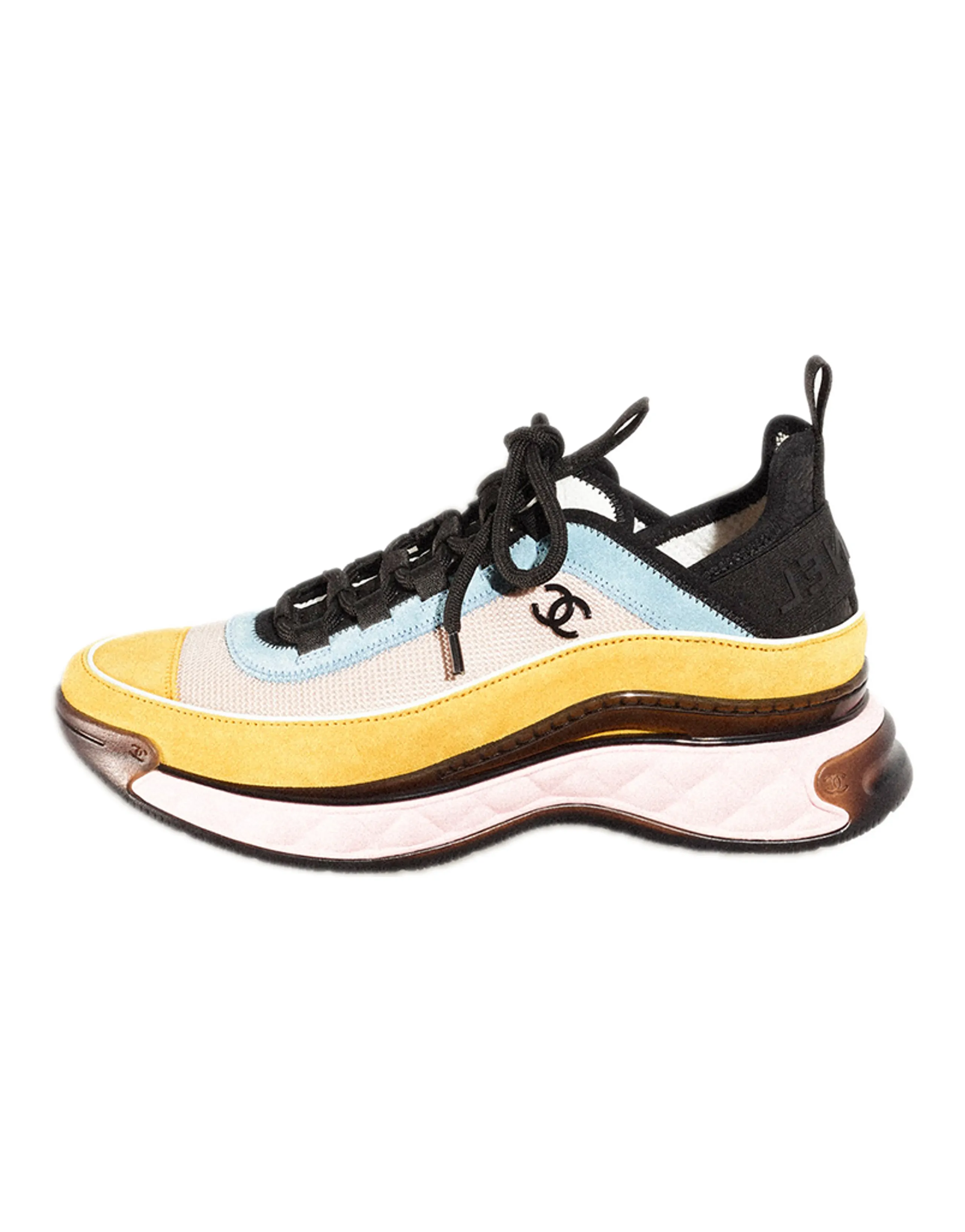 CHANEL Casual Shoes Women's Low-Top Light Beige/Yellow/Light Blue