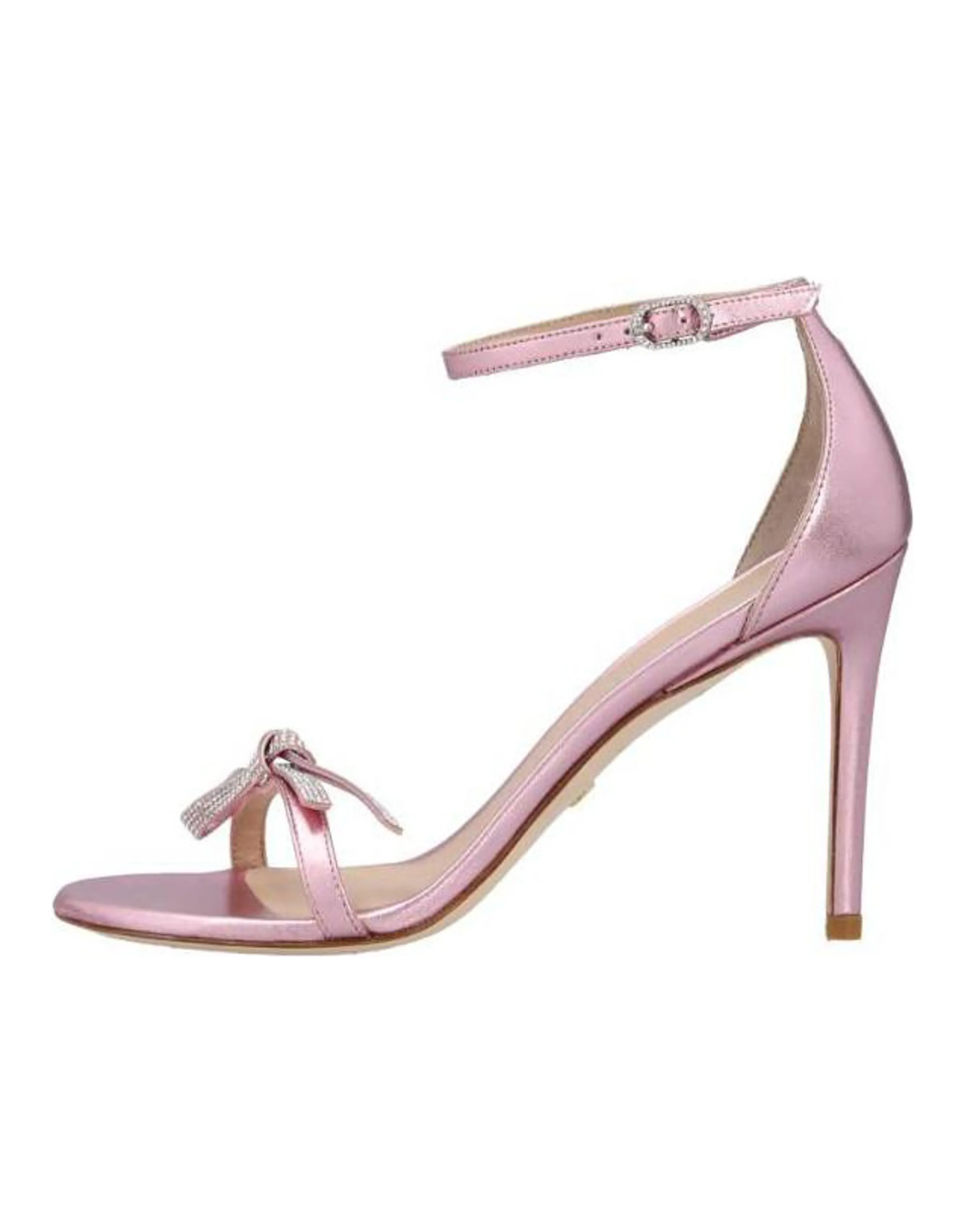 Stuart Weitzman Leather Open-Toe Round Buckle Strap Sandals 10cm Women's Pink
