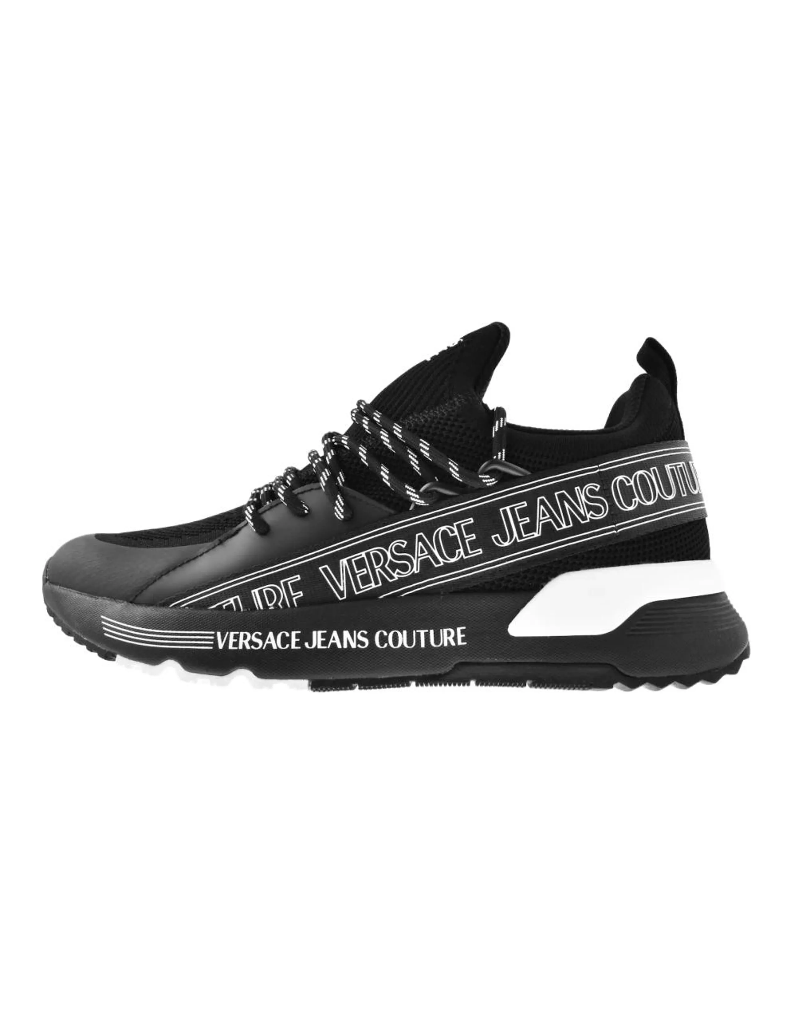 VERSACE JEANS COUTURE Dynamic Round-Toe Lace-Up Low-Top Casual Shoes Men's Black