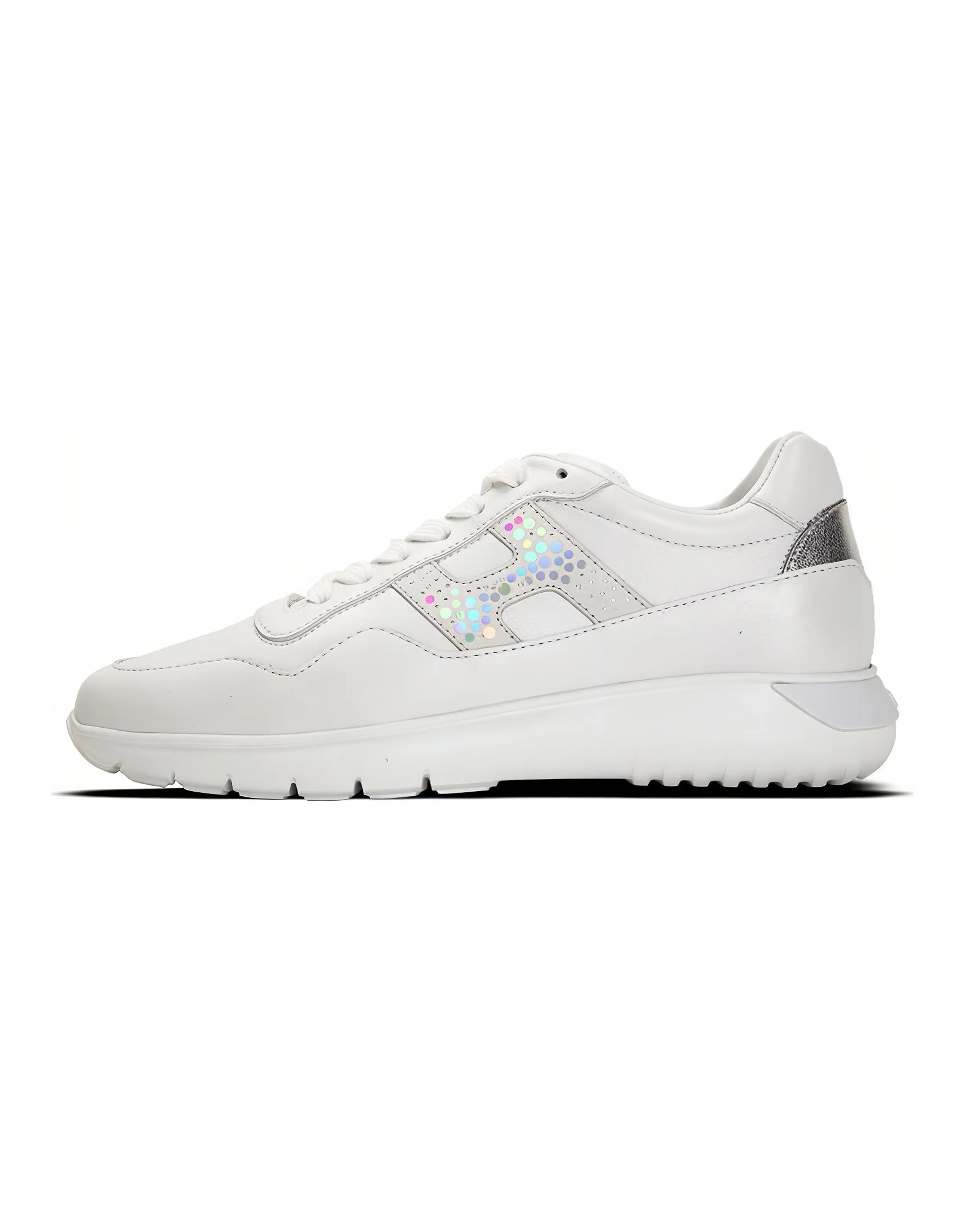 HOGAN ICUBE Leather Comfortable Trendy Wear-Resistant Low-Top Casual Shoes Women's White