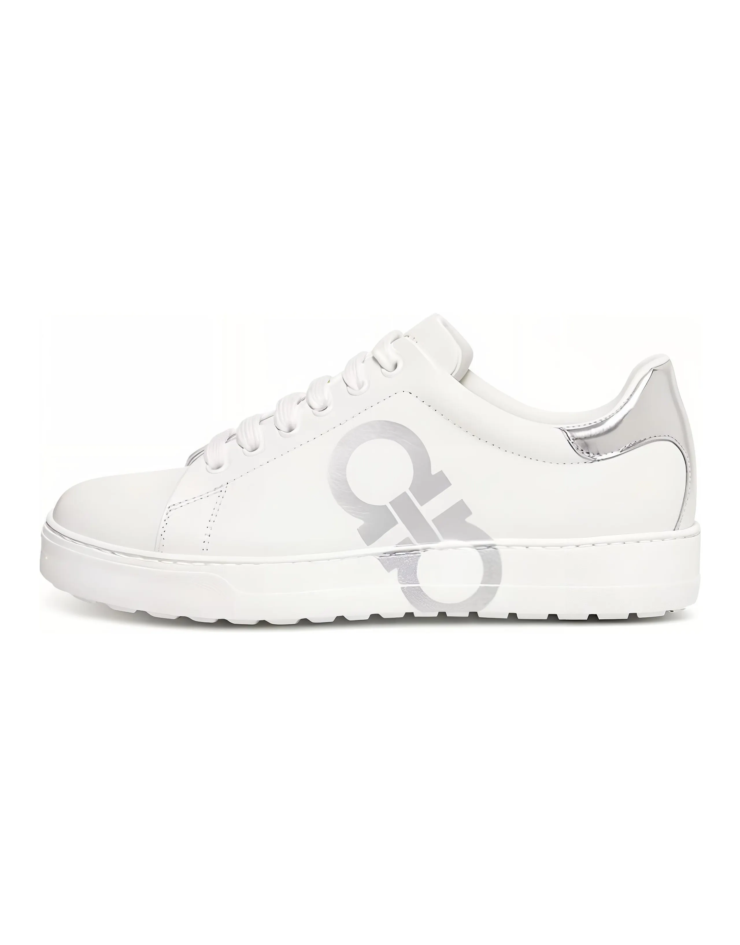 FERRAGAMO GANCINI Low Top Stylish Skateboarding Shoes Women's White