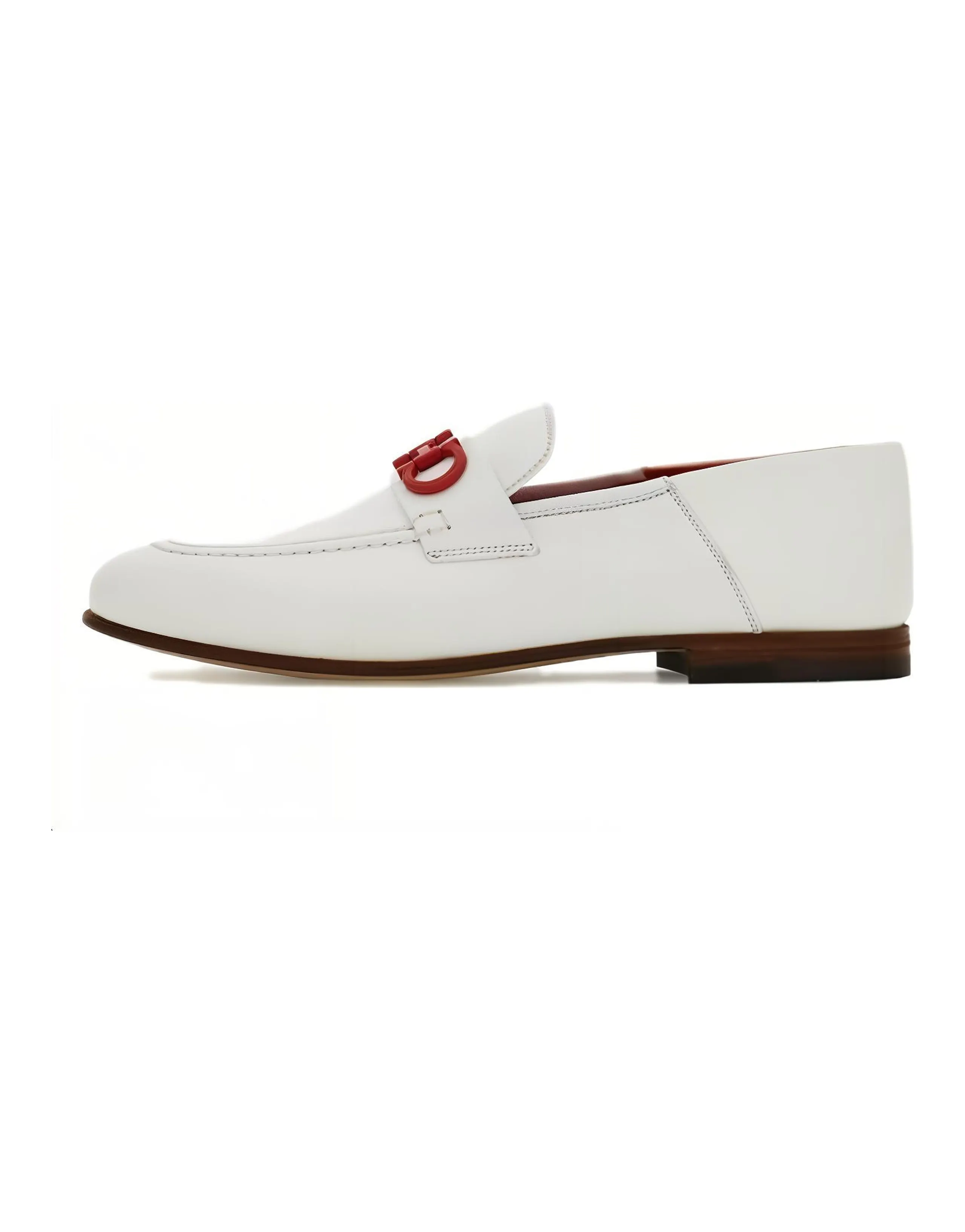 FERRAGAMO Leather Versatile Comfortable Loafers Men's Beige