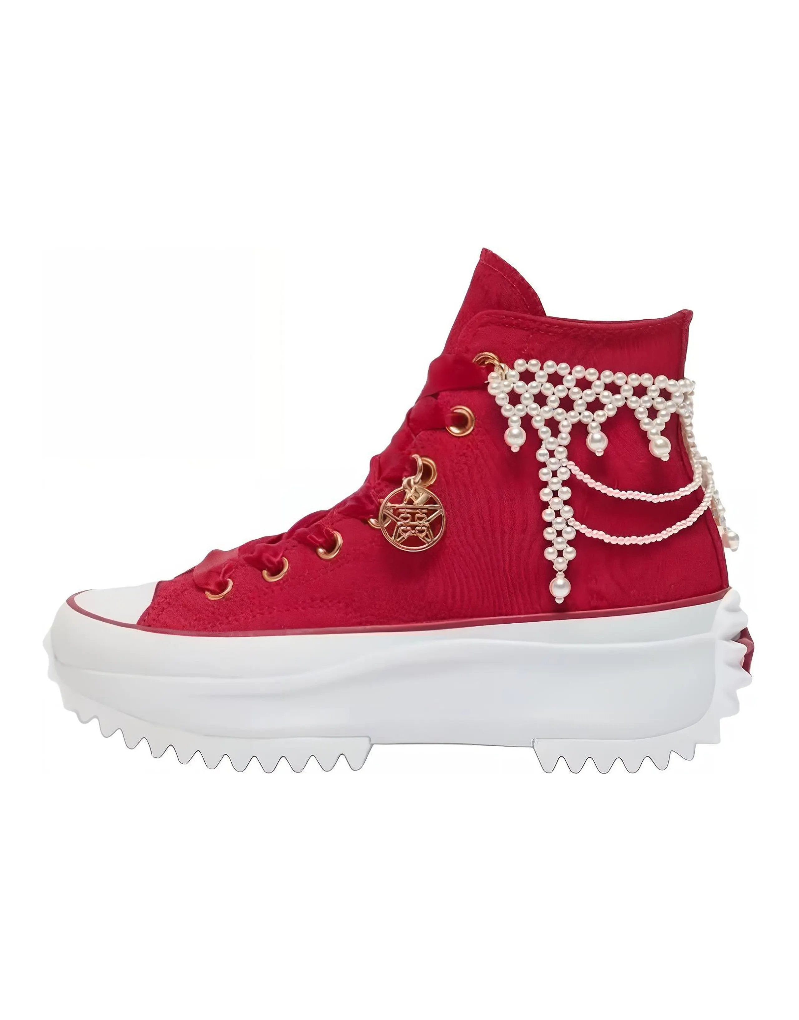Converse Run Star Hike Anti-Slip Wear-Resistant High-Top Canvas Shoes Unisex Red