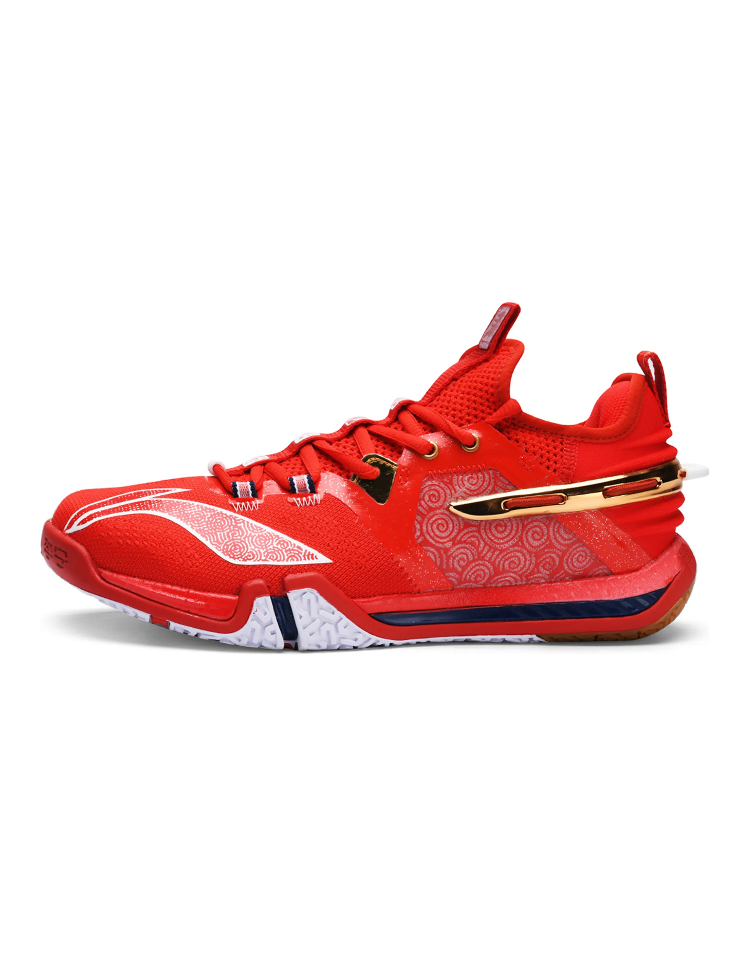 LiNing Cushioned Slip Resistant Abrasion Resistant Breathable Low Top Badminton Shoes Men's Red Blue Mismatched