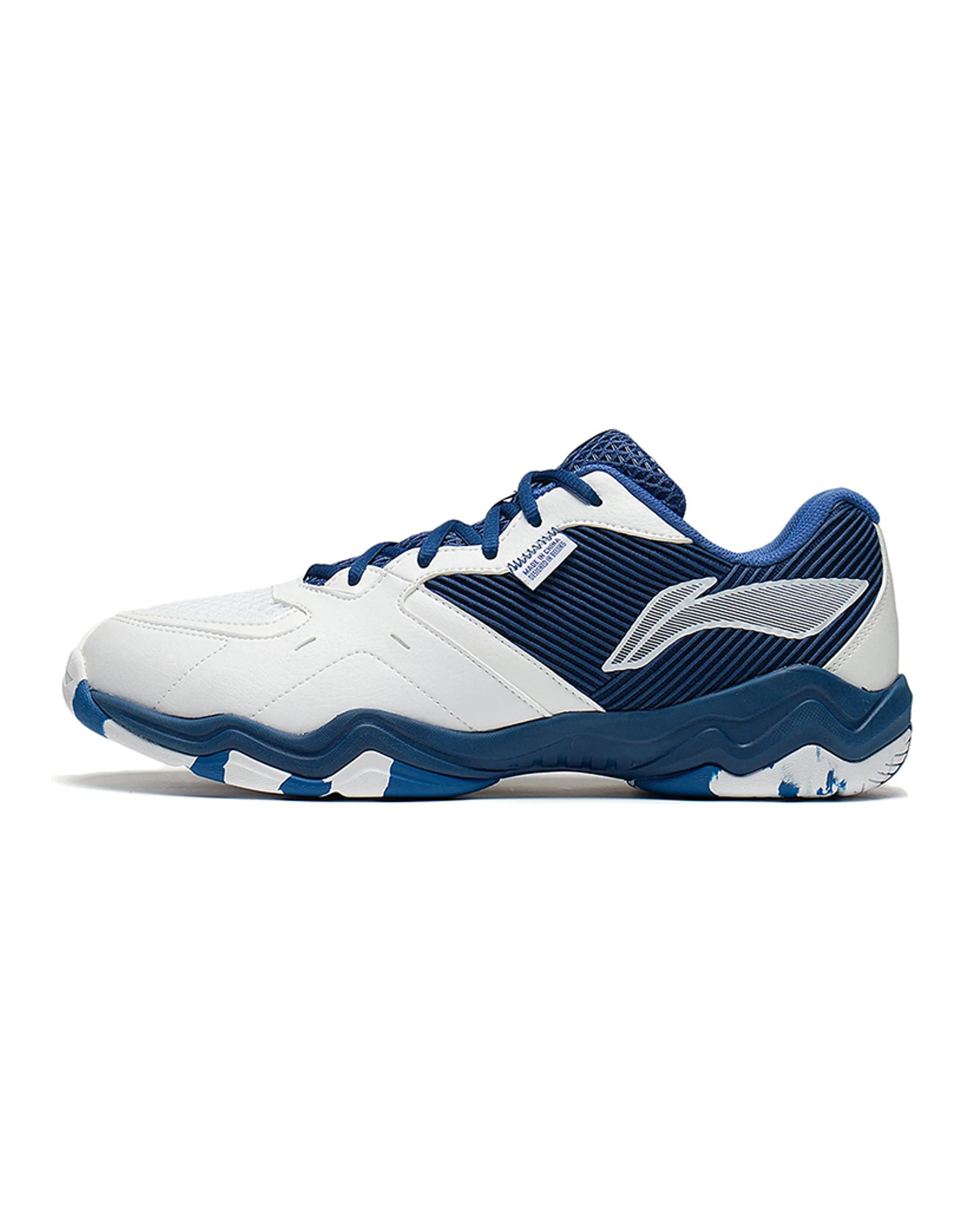 LiNing Sound Waves 2 Cushioned Slip Resistant Abrasion Resistant Low Top Badminton Shoes Unisex White Dark Blue