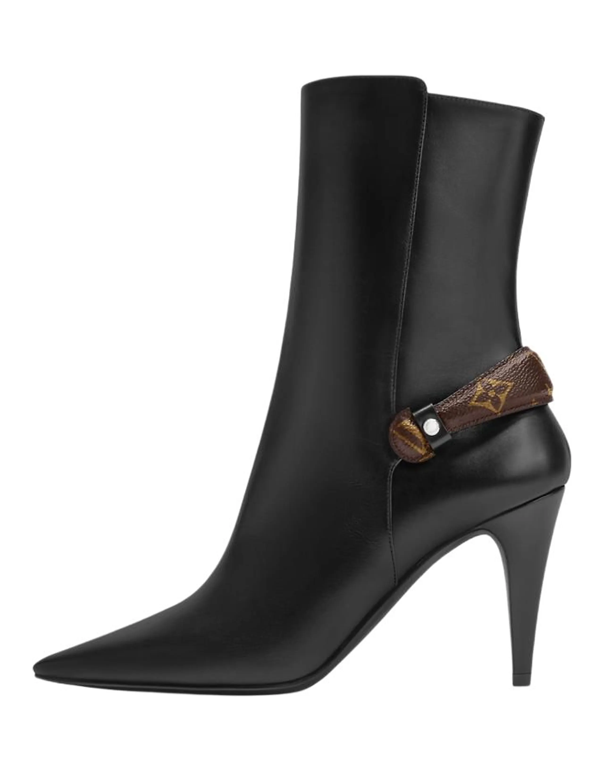 LOUIS VUITTON Legacy Calfskin Leather Pointed-Toe Zip Ankle Boots 8.5cm Women's Black