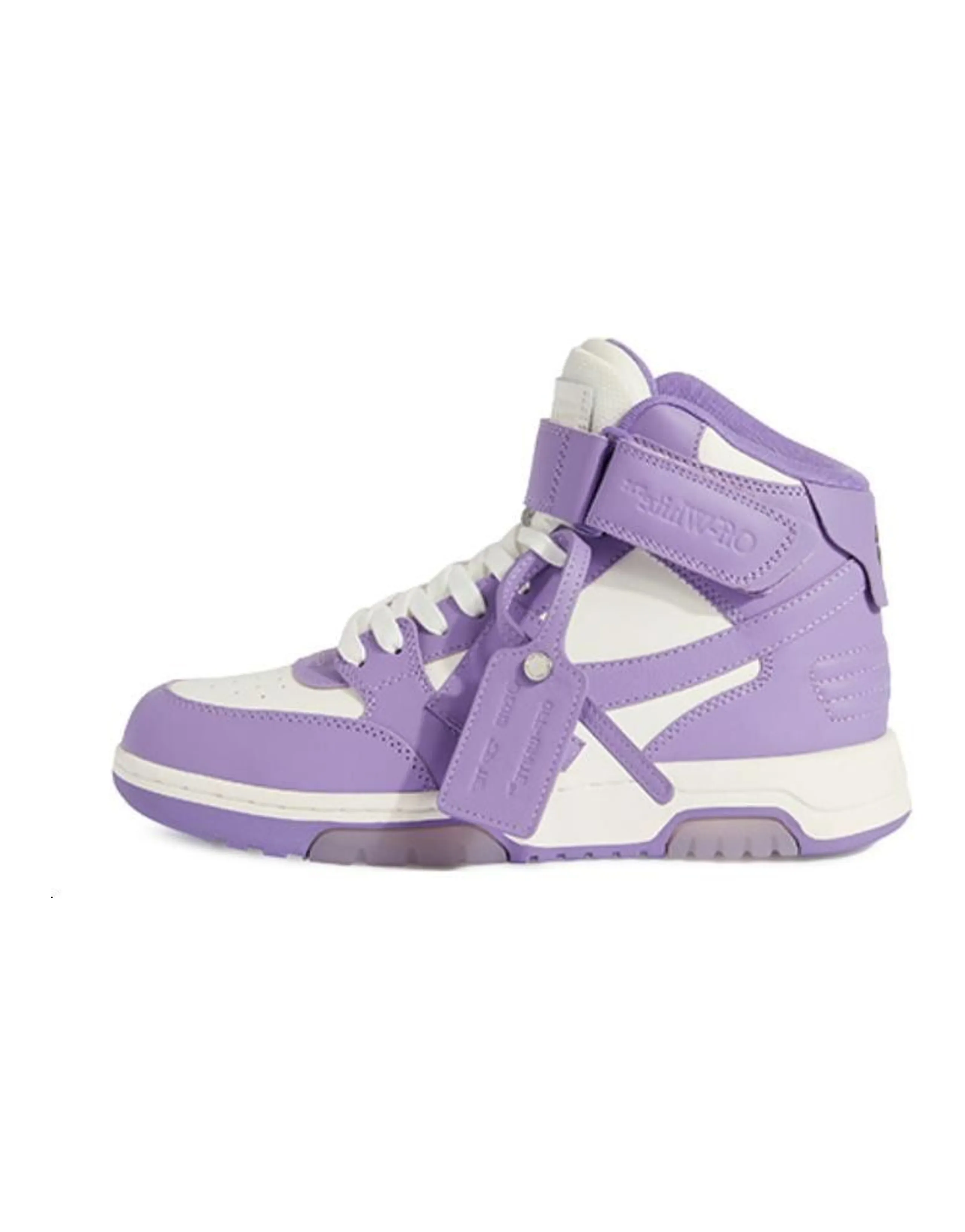 OFF-WHITE Out Of Office High-Top Skateboard Shoes Women's White Purple & Color