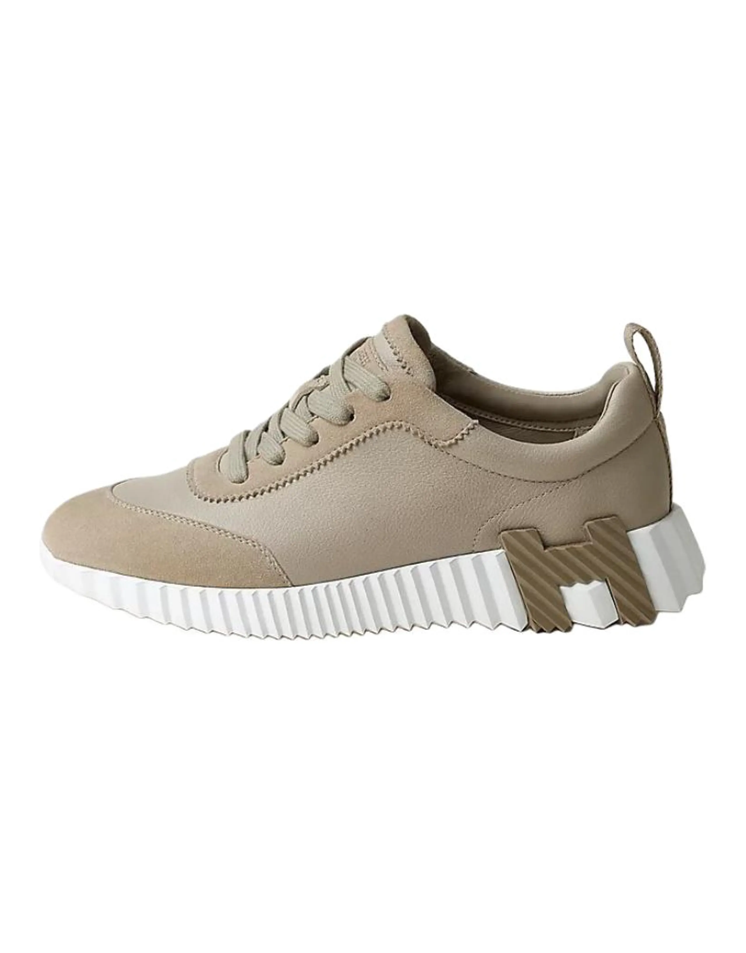 HERMES Bouncing Goatskin Thick Sole Lace-Up Casual Shoes Women's Beige