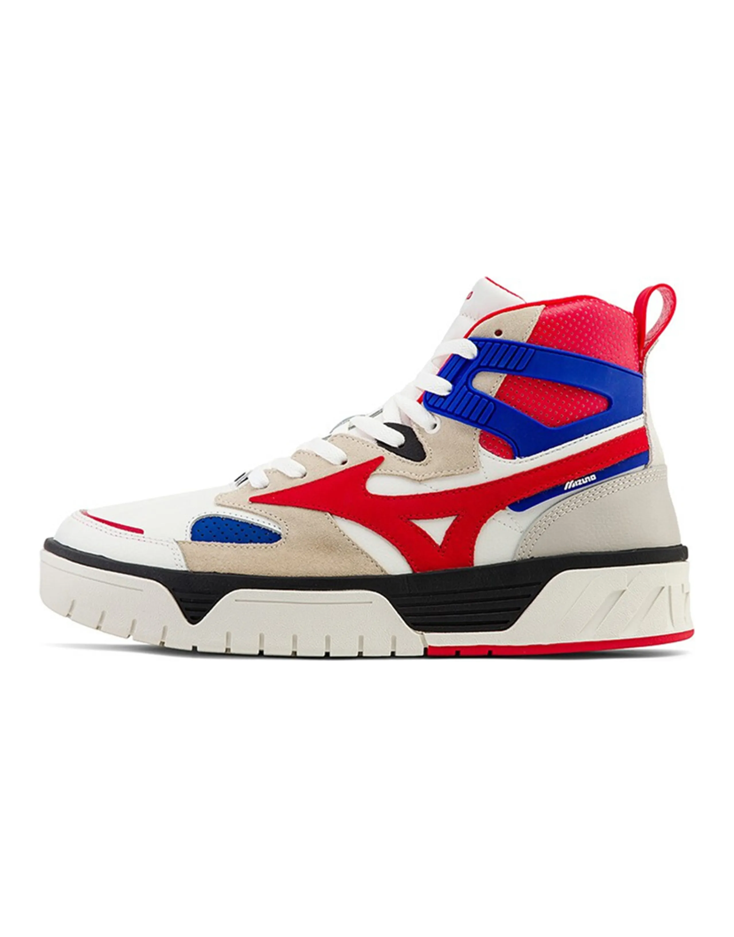 Mizuno Court Cl Mid Coverage Anti-Slip And Wear-Resistant Breathable High-Top Skateboard Shoes Unisex White Red Blue