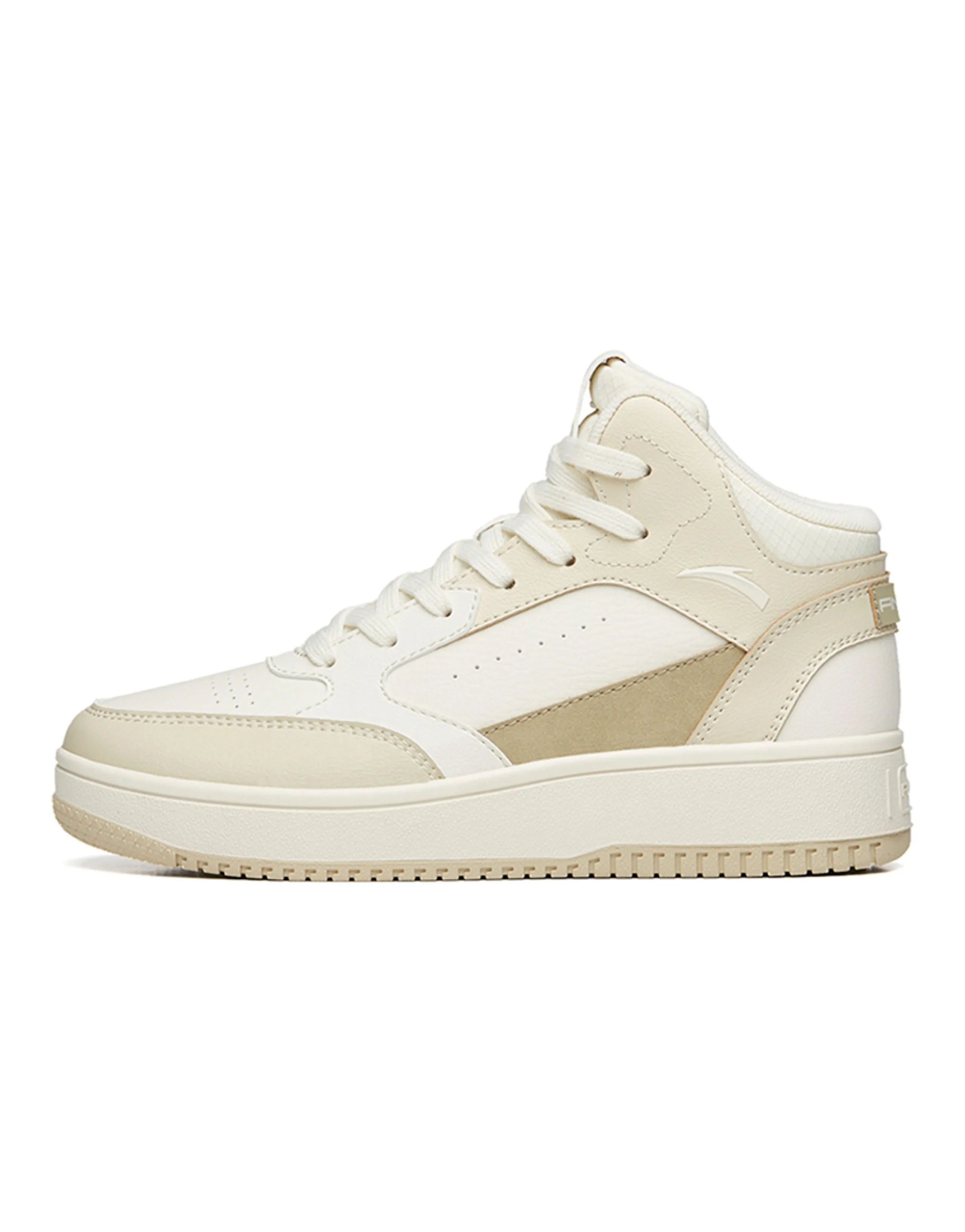 ANTA Skateboard Shoes Women's High-Top Light Beige White/Granular Beige Yellow/Toffee Yellow