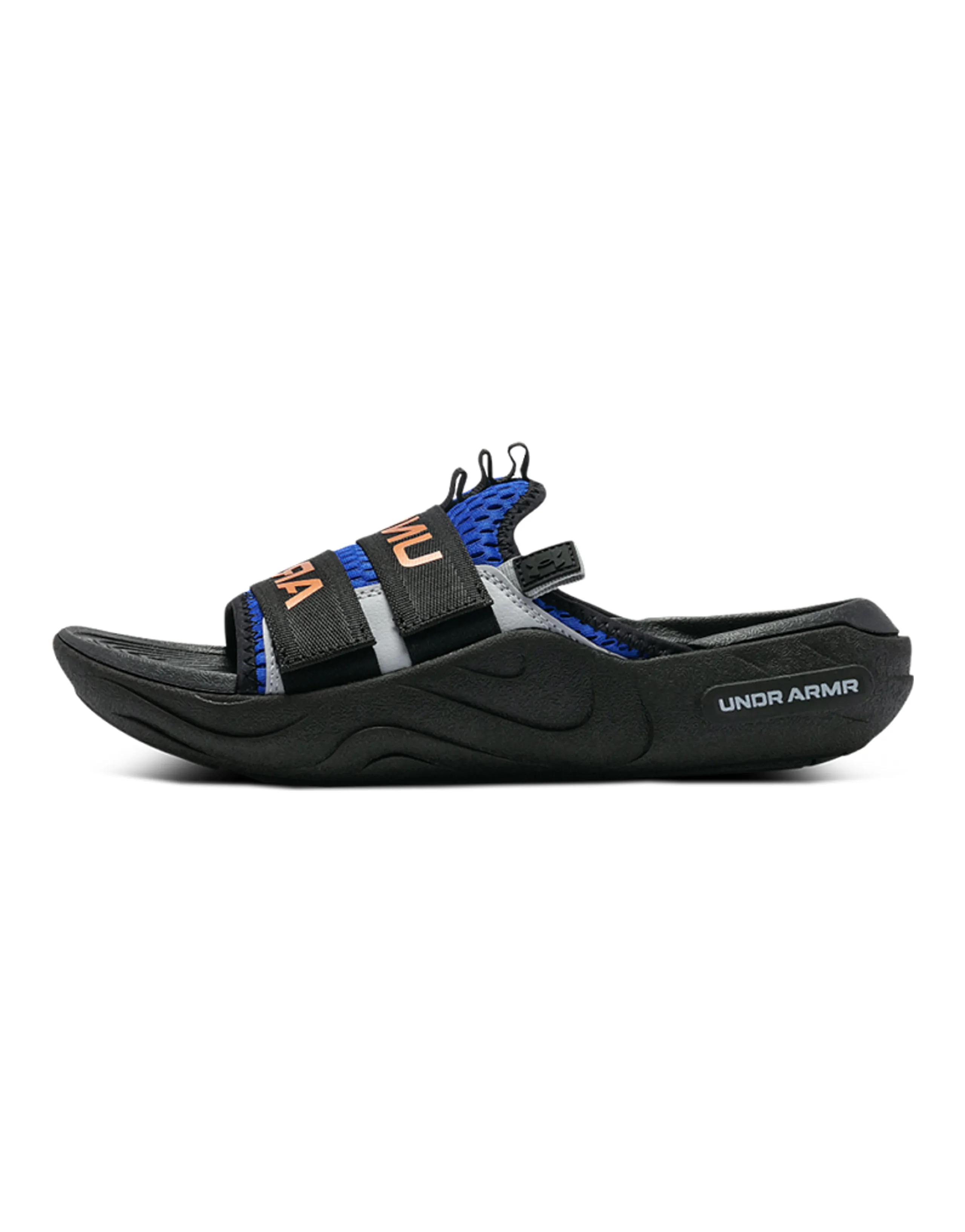 Under Armour Alpha Rubber Sole Slip-Resistant Abrasion-Resistant Slide Slippers Unisex Black Blue
