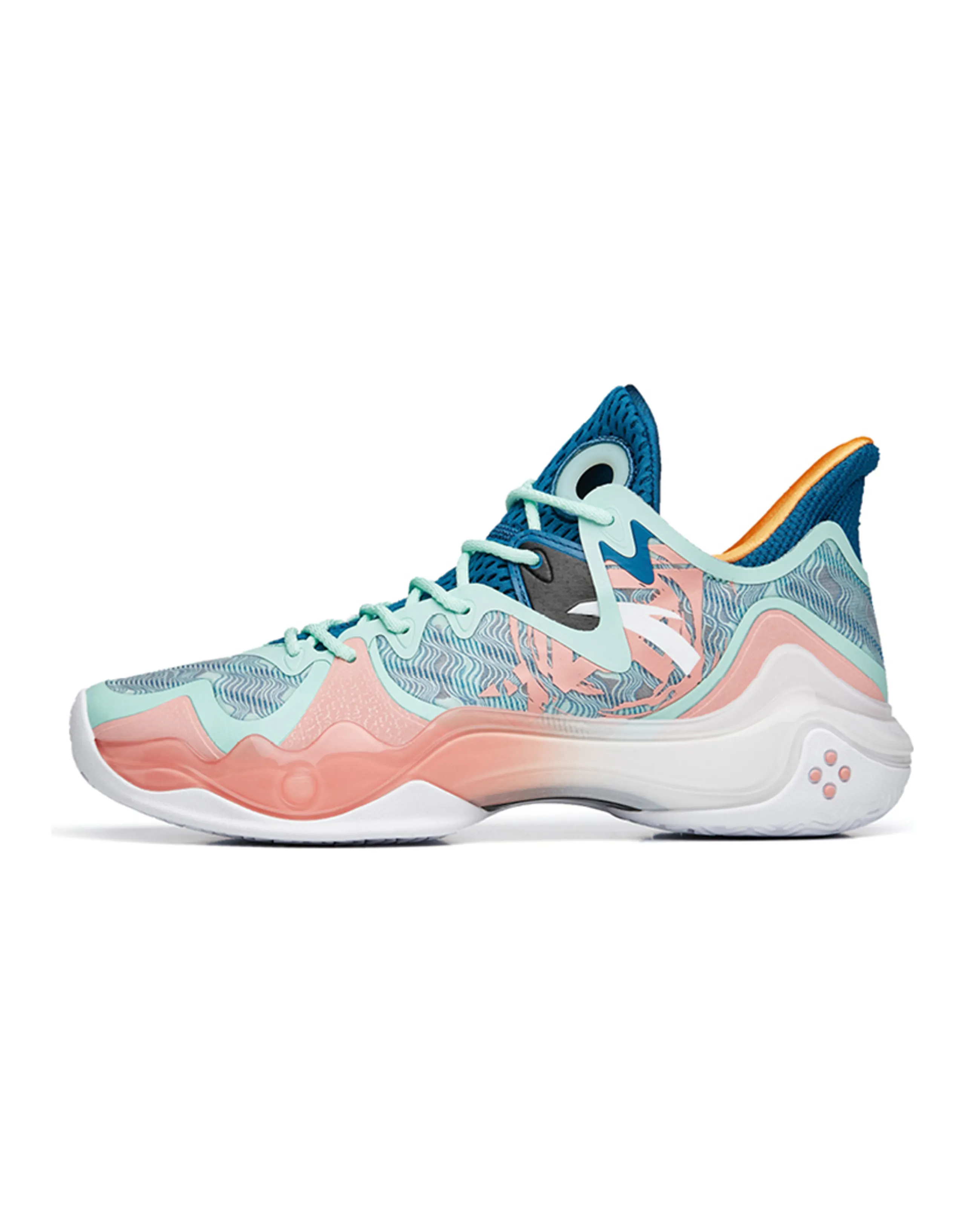 ANTA Shock Wave 4 Basketball Shoes Men Mid-Top White Blue Pink