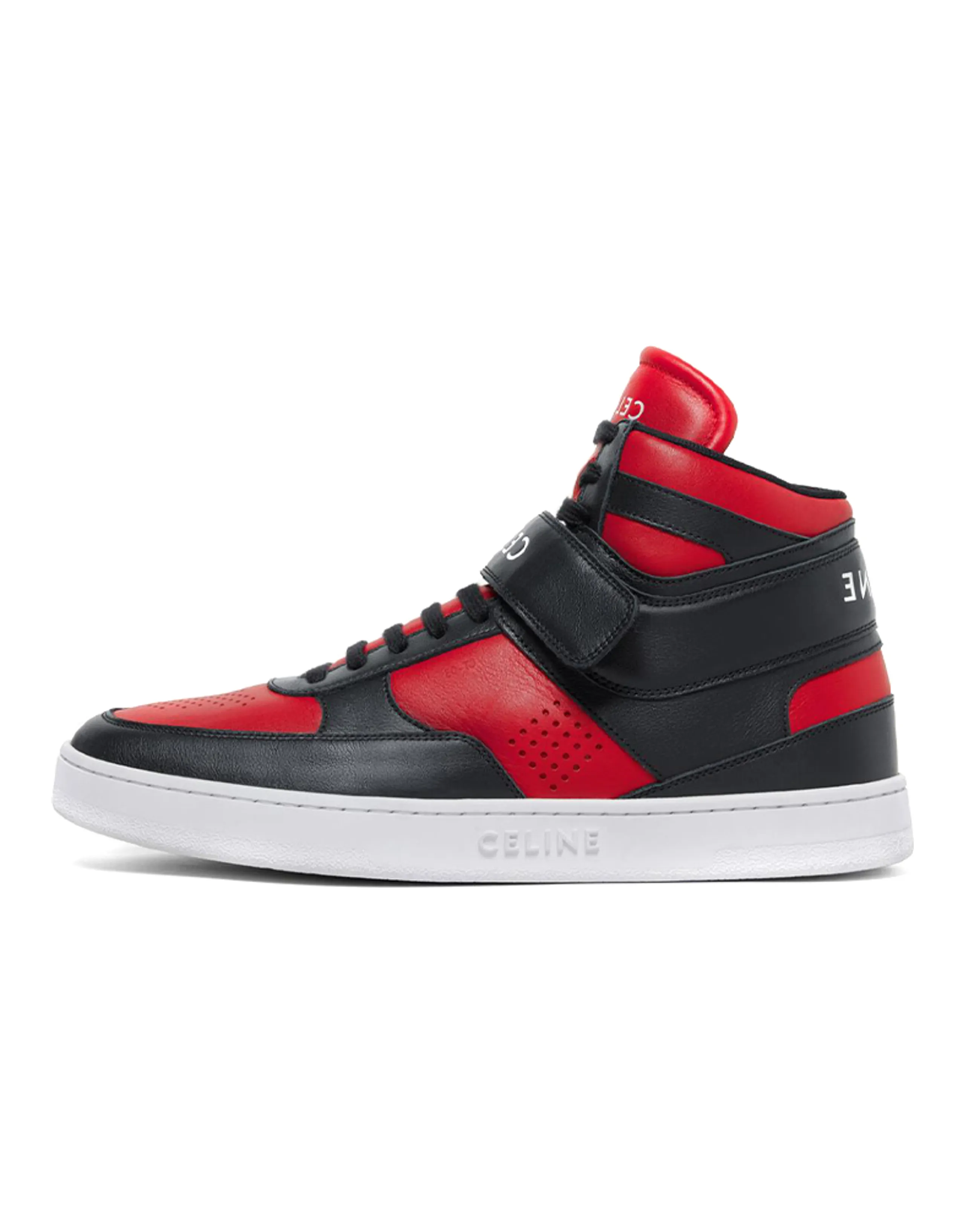 CELINE CT-03 Leather High-Top Sneakers Red Black