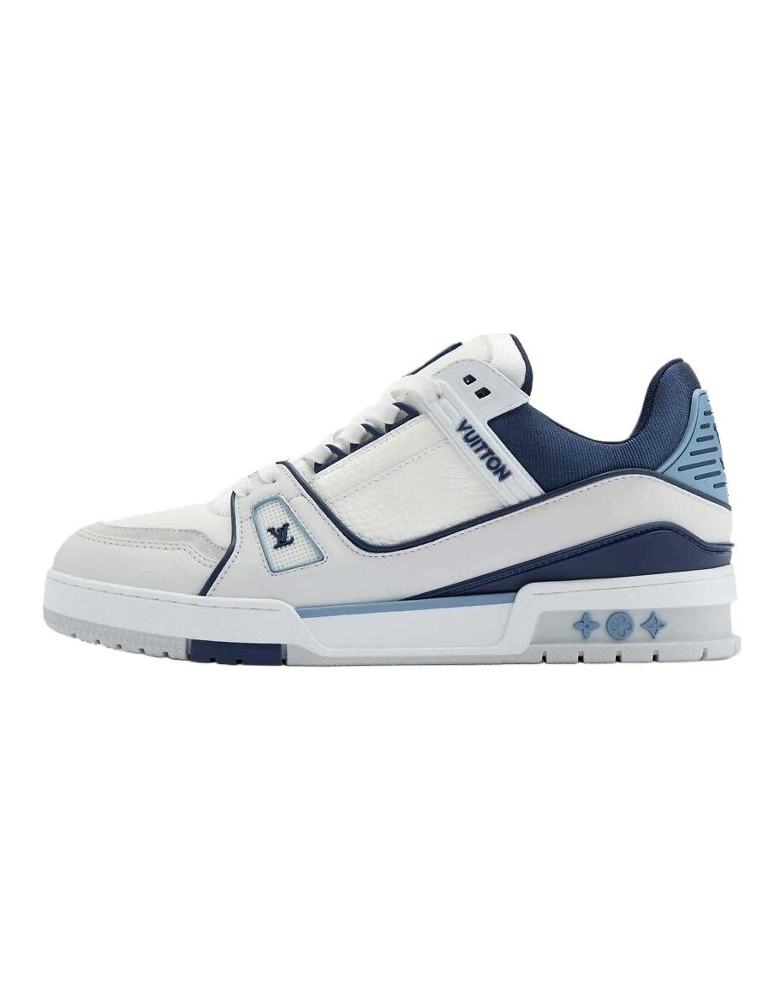 LOUIS VUITTON Trainer Calfskin Round Toe Flat Low-Top Skate Shoes Men's Blue