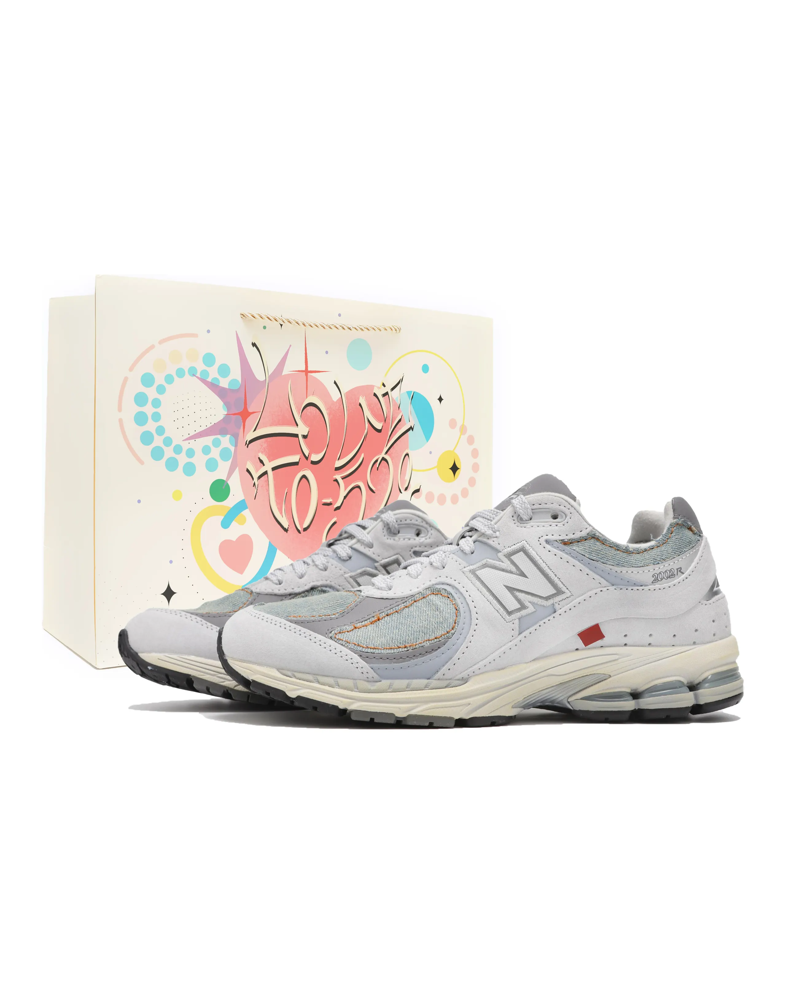 Custom New Balance NB 2002R Retro Denim Patchwork Washed Hand-Sewn Gift Box Low-Top Running Shoes Unisex