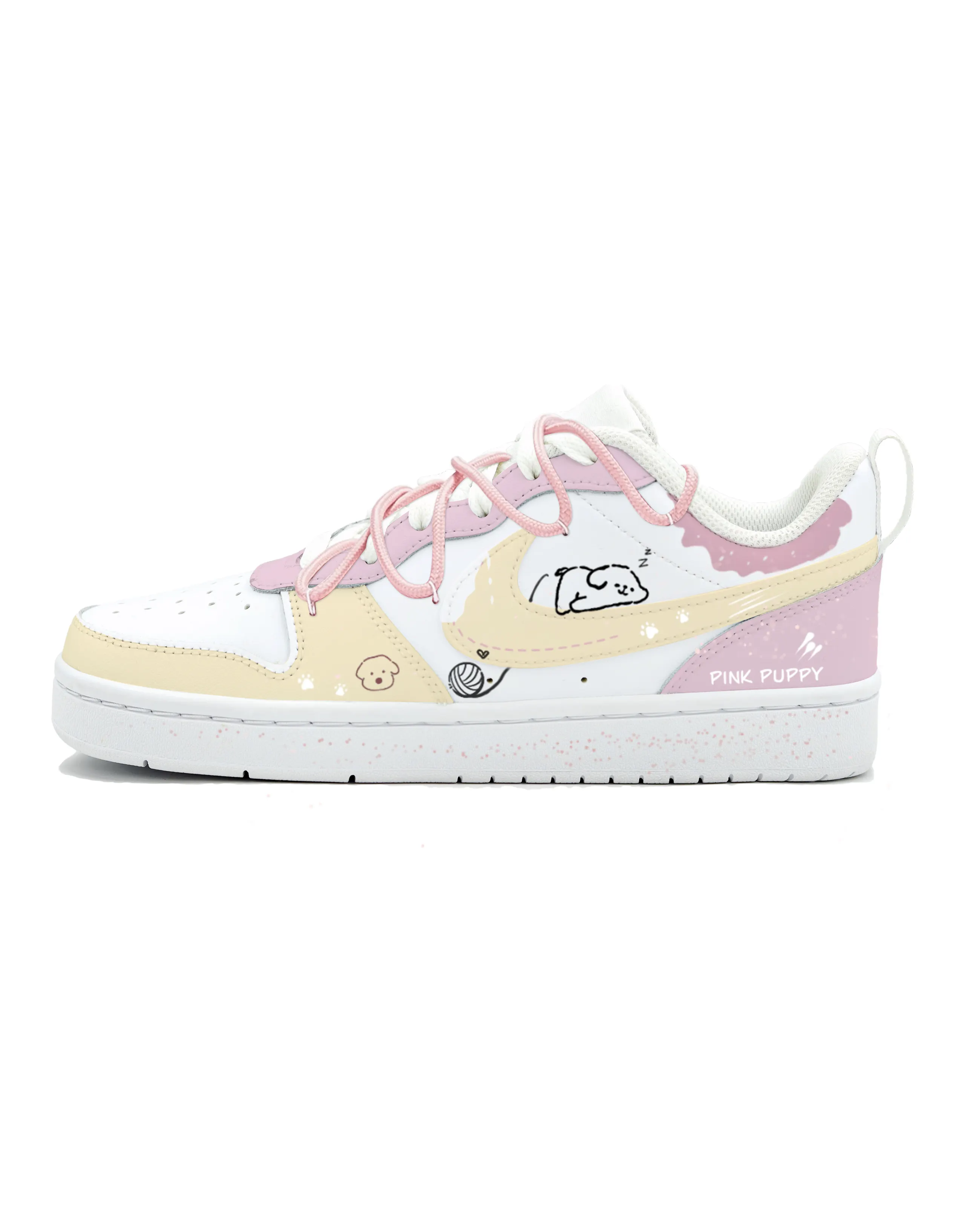 Nike Court Borough Slip-Resistant Cushioning Low-Top Skateboard Shoes Women's Yellow Pink