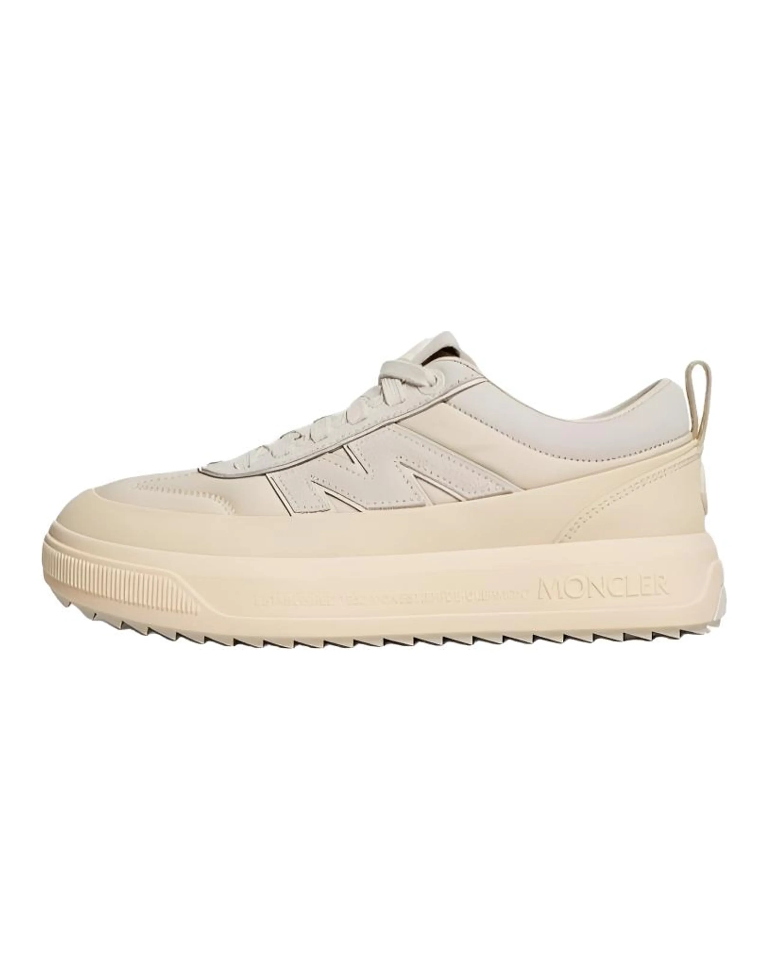 Moncler Altive Fabric & Split Leather Platform Logo Low-Top Sneakers Women's Beige