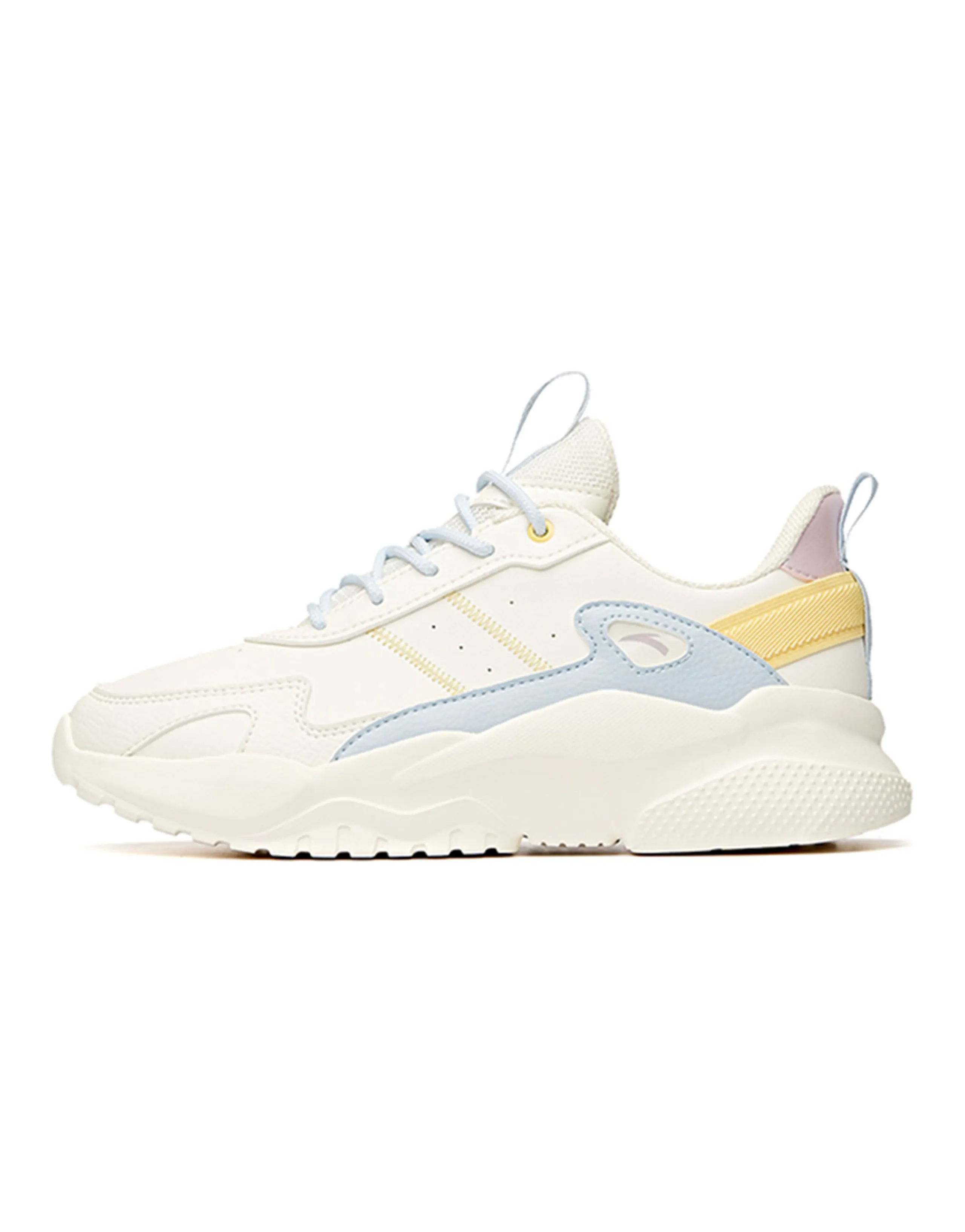 ANTA Life Collection Chunky Sneakers Women's Low-Top Ivory White/Oxygen Blue/Light Yellow