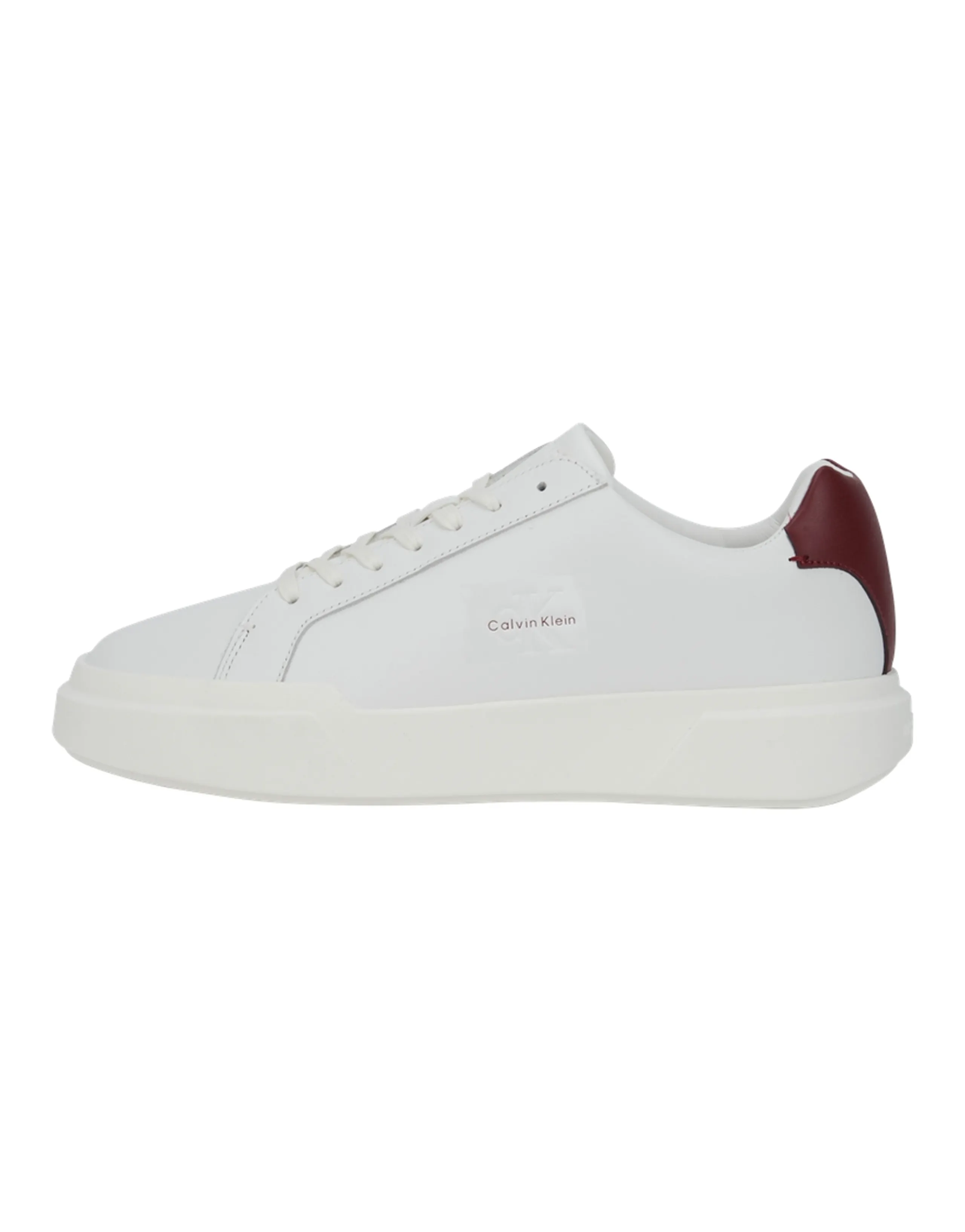 CKJ CALVIN KLEIN JEANS Retro Leather Casual Patchwork Low-Top Sneakers Men's White & Khaki