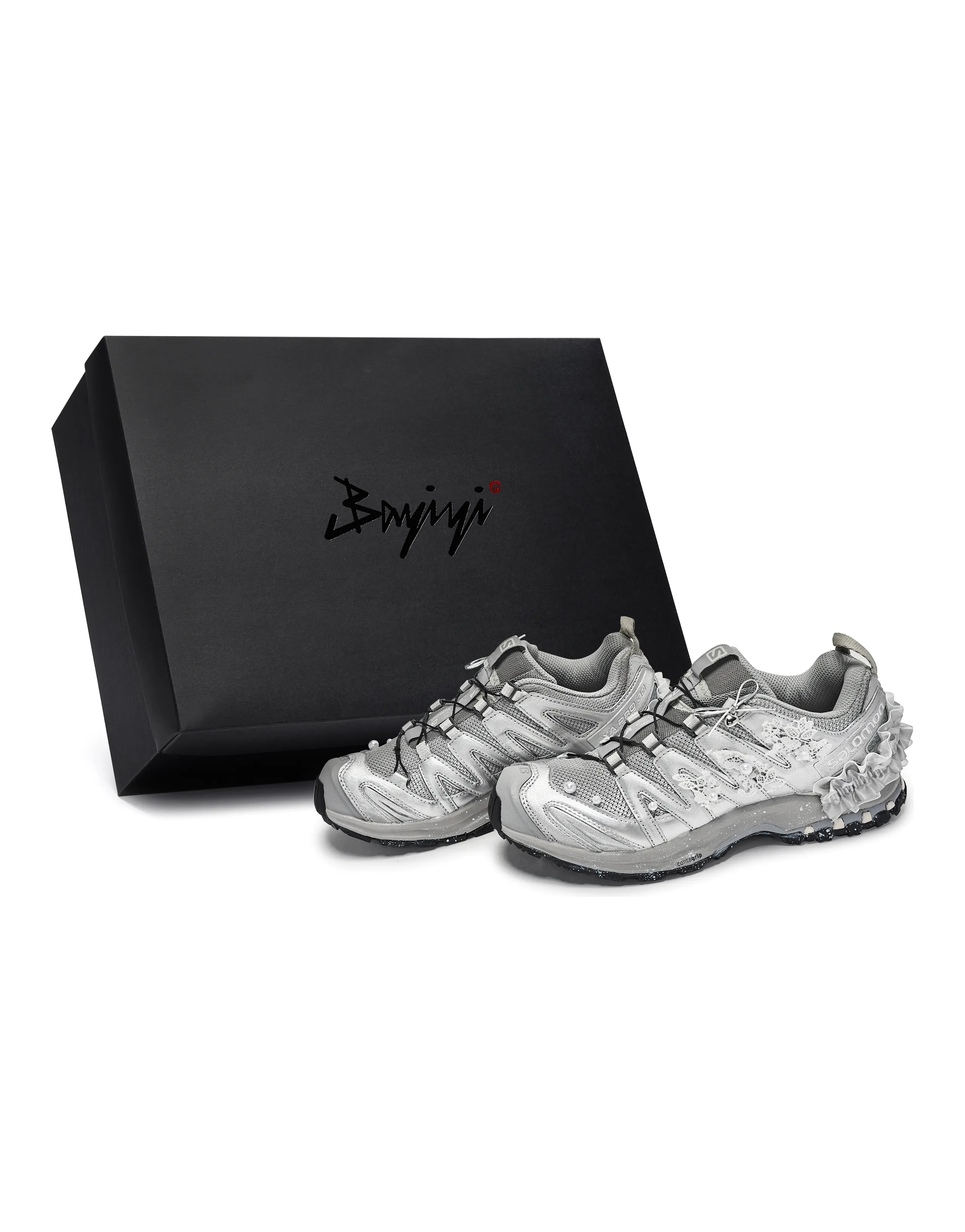 Custom Sneakers SALOMON XA PRO 3D 811 'Silver Bride' Special Gift Box Ballet Classical Futuristic Wear-Resistant Low-Top Running Shoes Unisex White Grey Silver