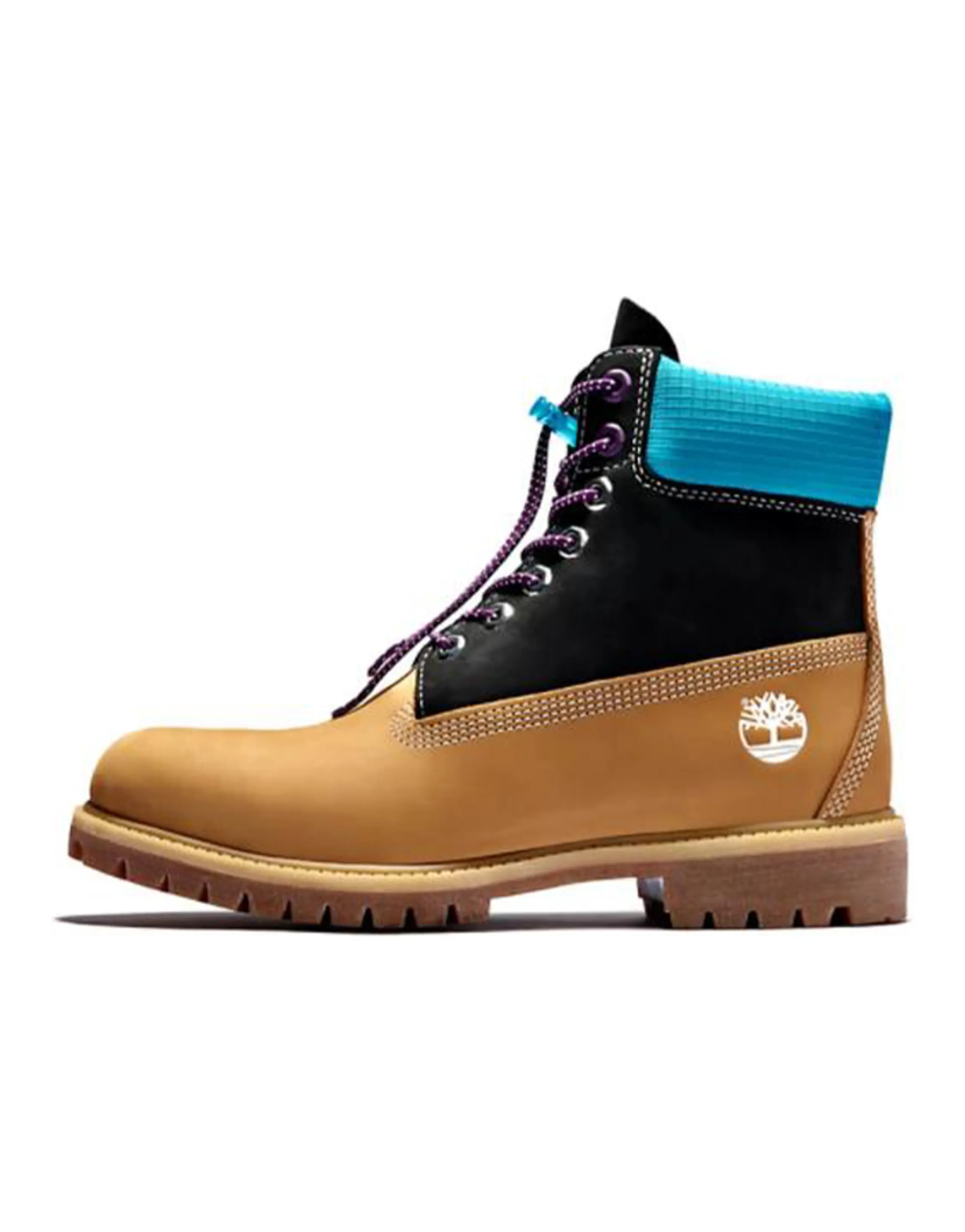 Timberland Premium 6 Inch Waterproof Boots 'Wheat Nubuck With Black And Blue Collar'