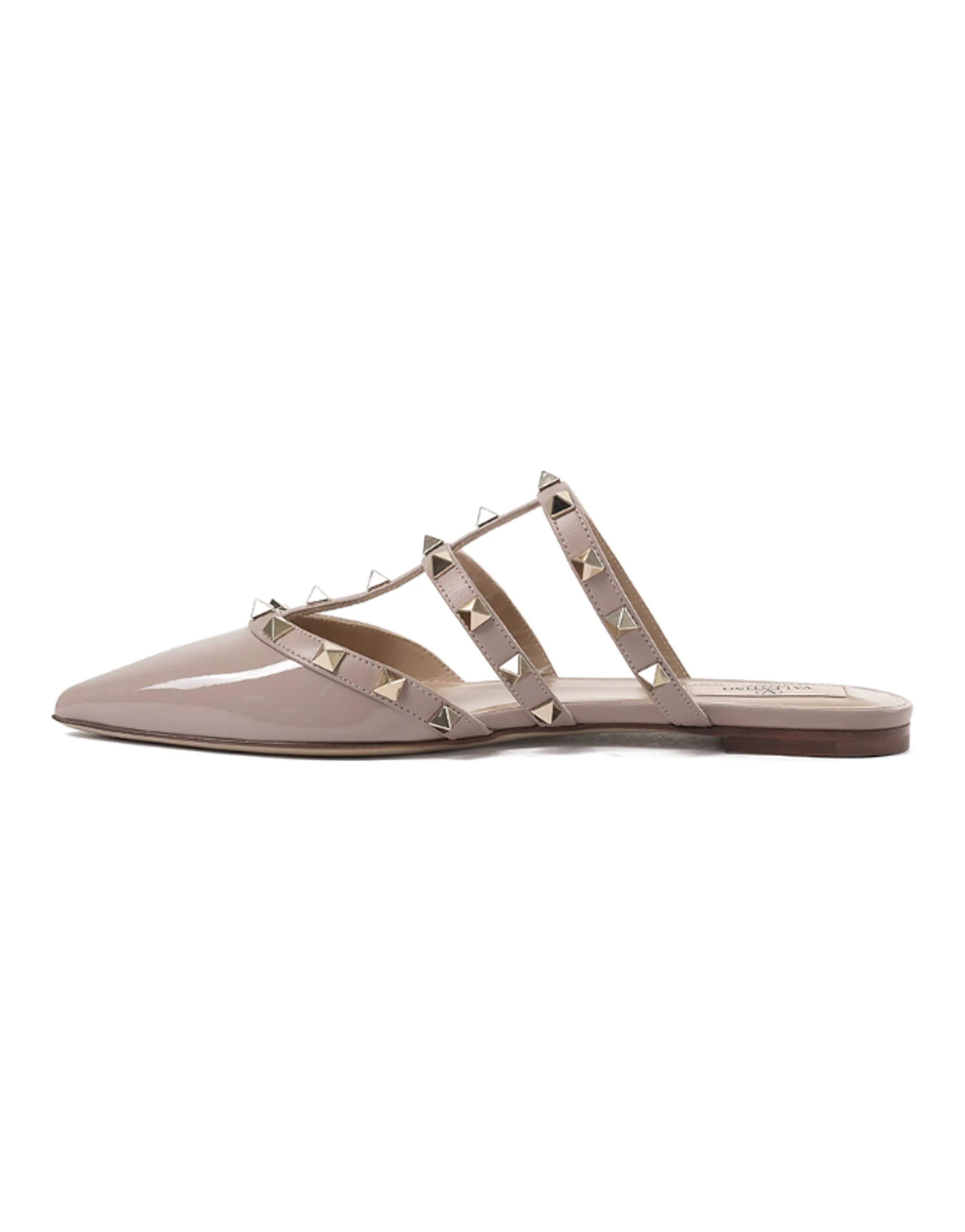 Valentino Rockstud Studded Decor Pointed Toe Protective Toe Slides Women's Nude Pink