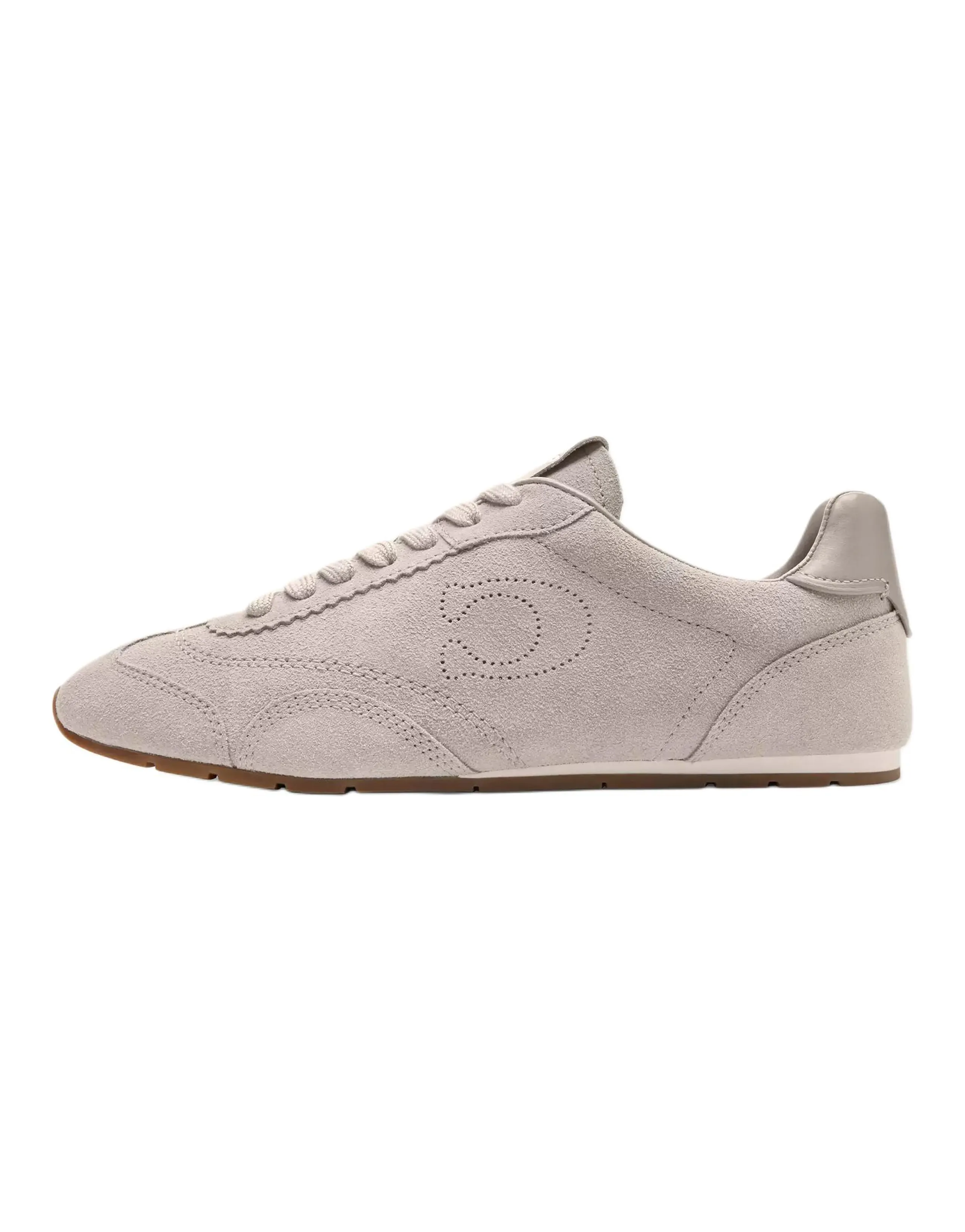 COACH German Trainer Suede Leather Lace-Up Round Toe Thin Sole Shoes Low-Top Casual Shoes Women's Gray