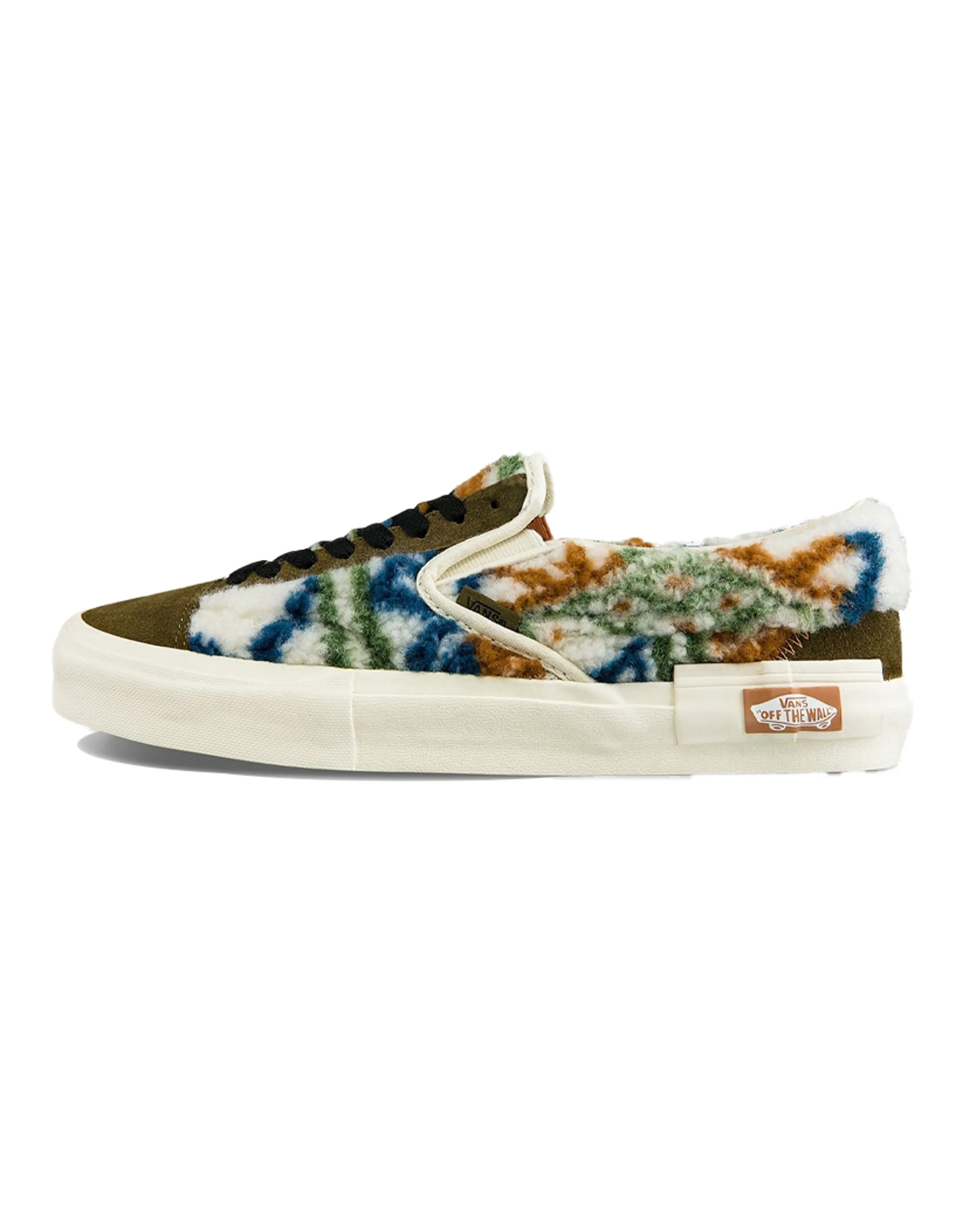 Vans Slip On Plush Splicing Retro Colorblock Casual Skate Shoes Unisex Green